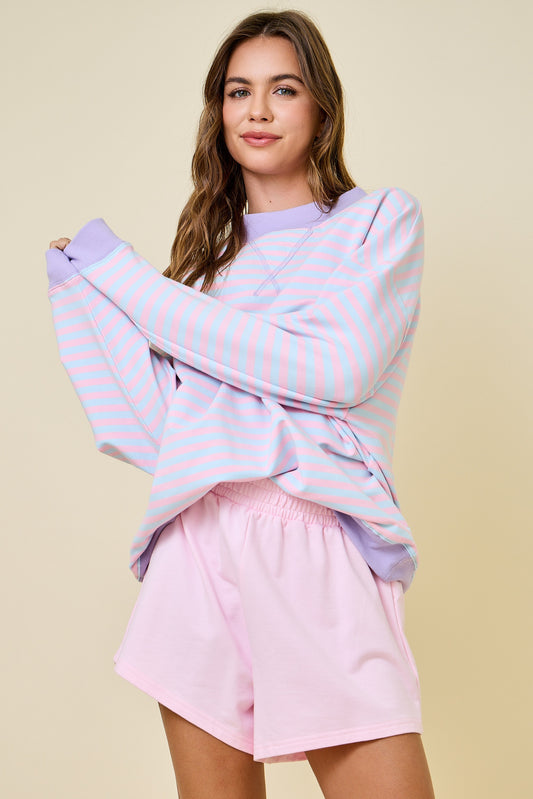 Cotton Candy Striped Mock Neck Sweatshirt