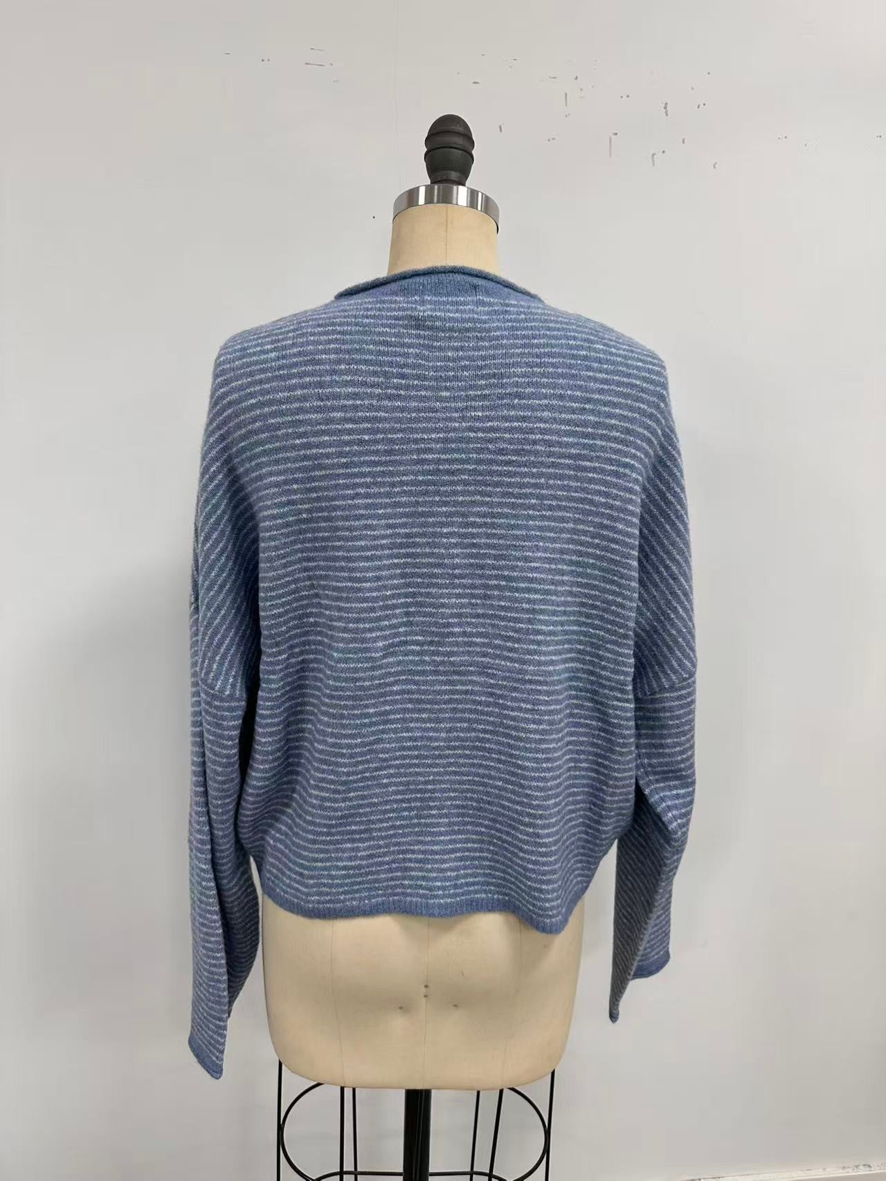 Coffee Run Pinstriped Button Down Cardigan