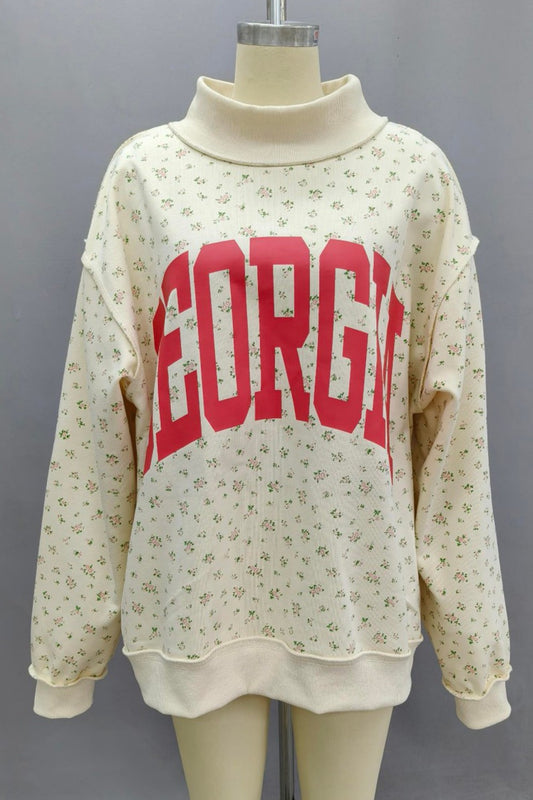 Georgia Floral Reversible Mock Neck Sweatshirt