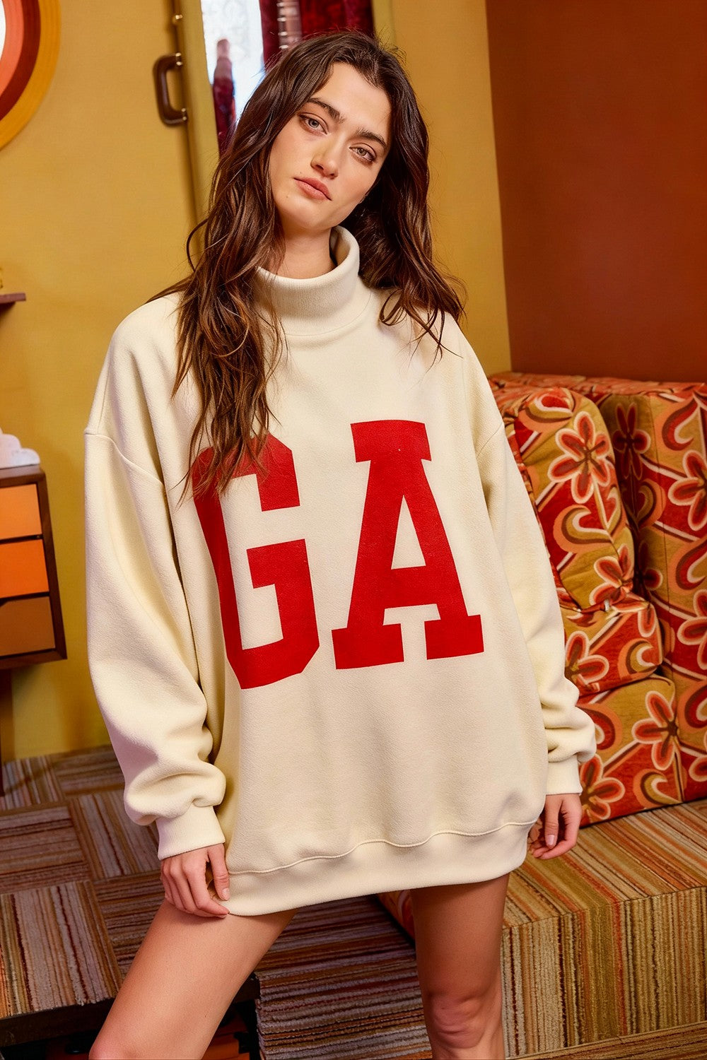 Georgia Floral Reversible Mock Neck Sweatshirt