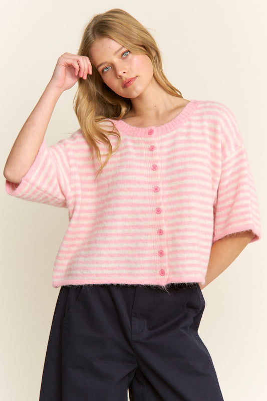 Easy Does It Striped Button Down Cardigan