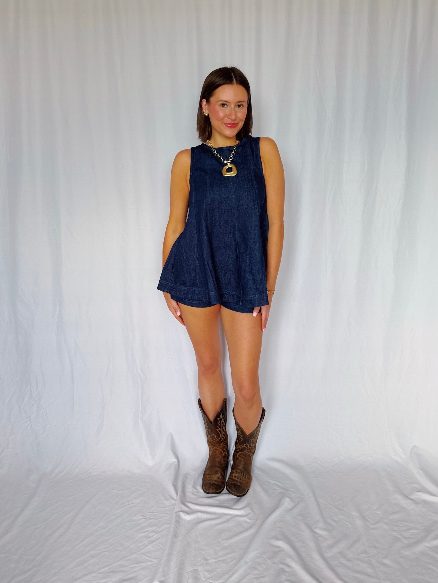 Desert Breeze Denim Top & Shorts Set