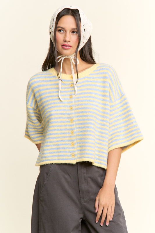 Easy Does It Striped Button Down Cardigan
