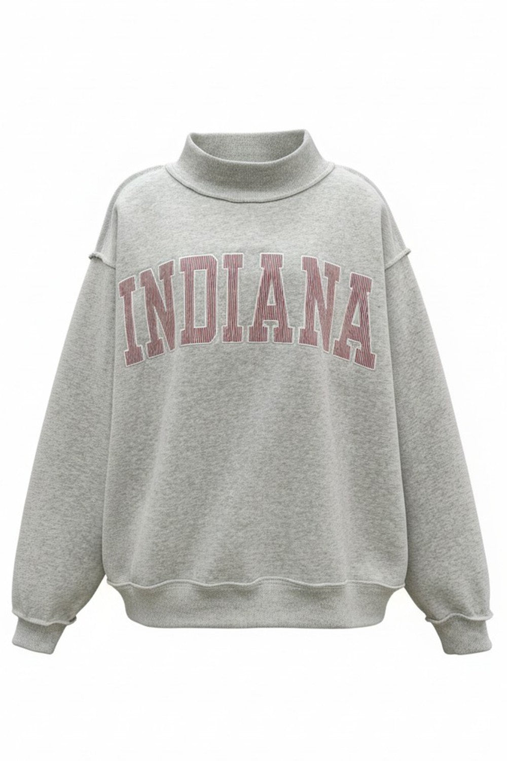 Pinstripe Embroidered Indiana Mock Neck Sweatshirt