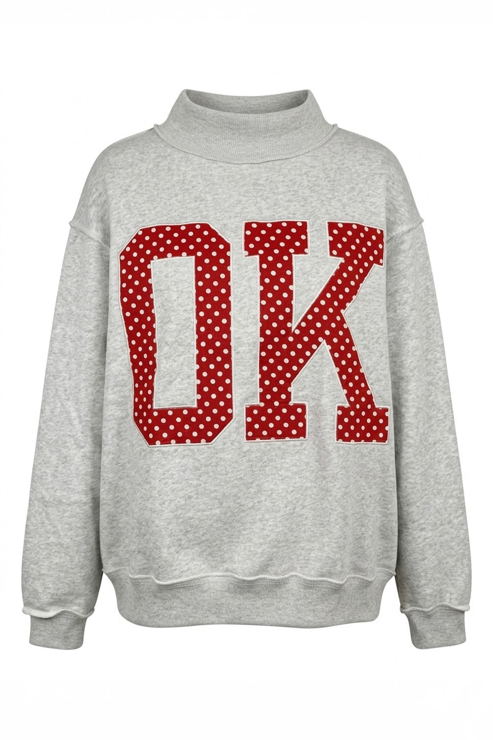 PREORDER: Polka Dot Embroidered Oklahoma (OK) Mock Neck Sweatshirt (EARLY SEPTEMBER)