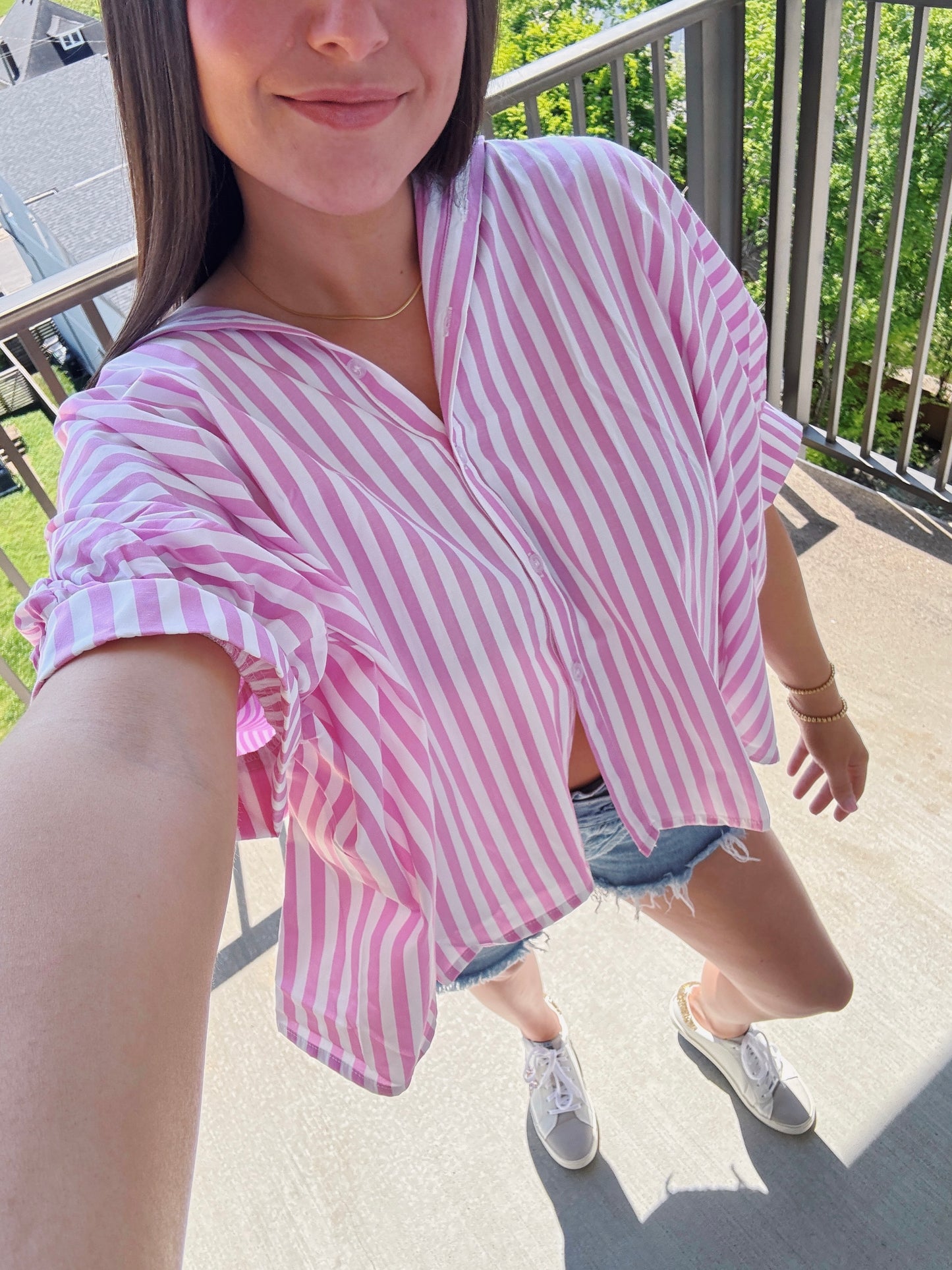 Sweet Summertime Striped Button Down Blouse