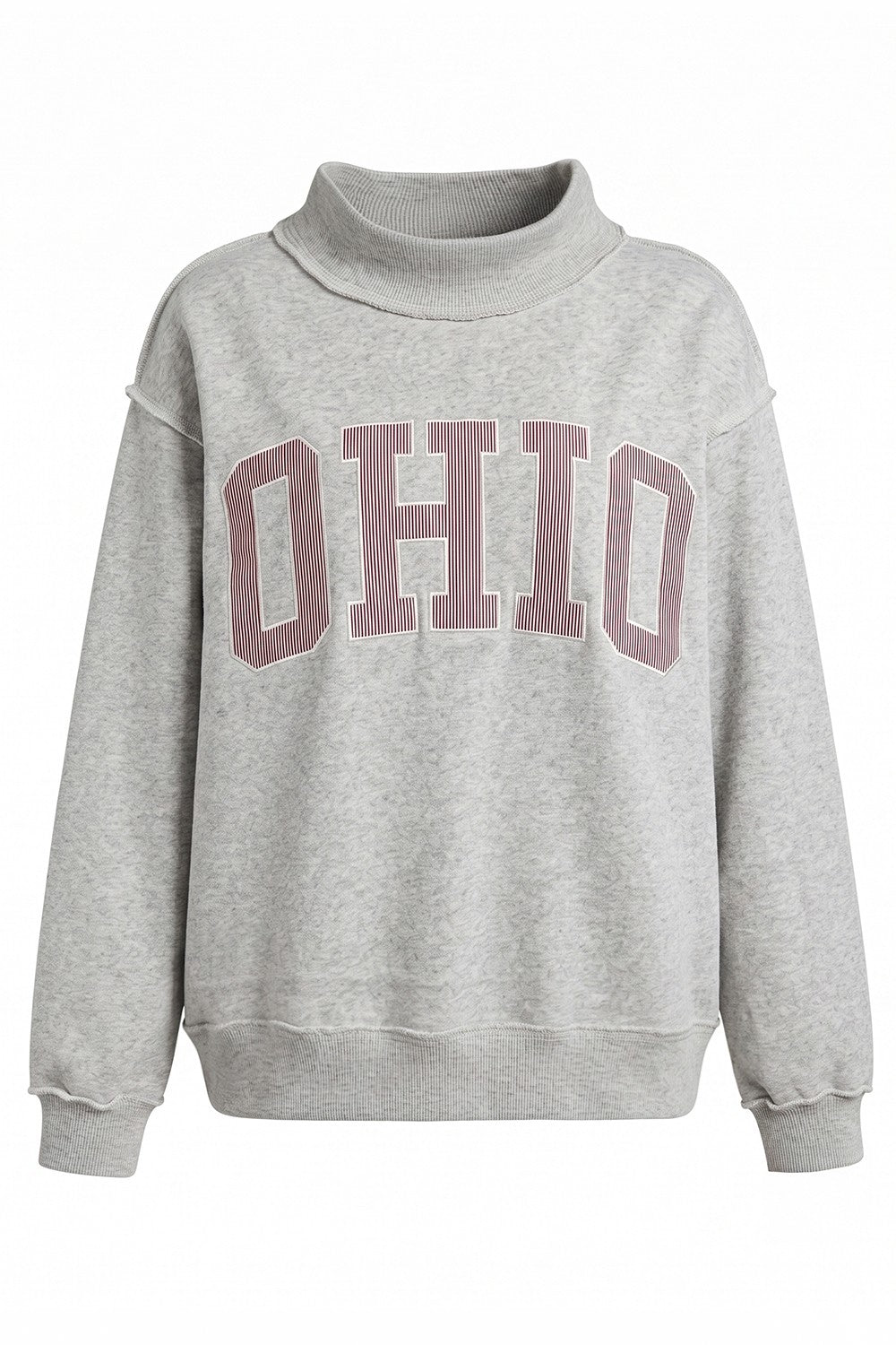 PREORDER: Pinstripe Embroidered Ohio Mock Neck Sweatshirt (LATE SEPTEMBER)