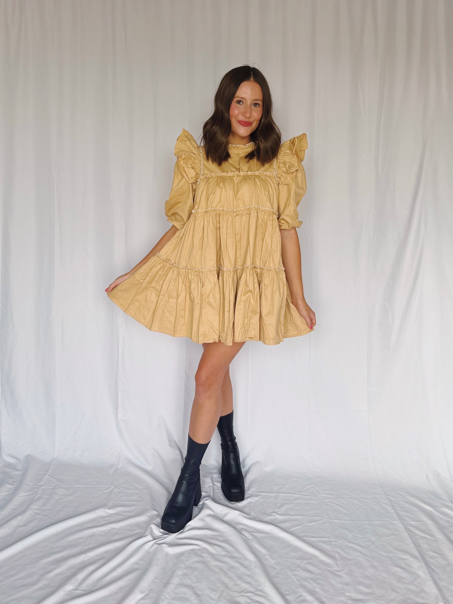 Giving Season Puff Sleeve Tiered Dress