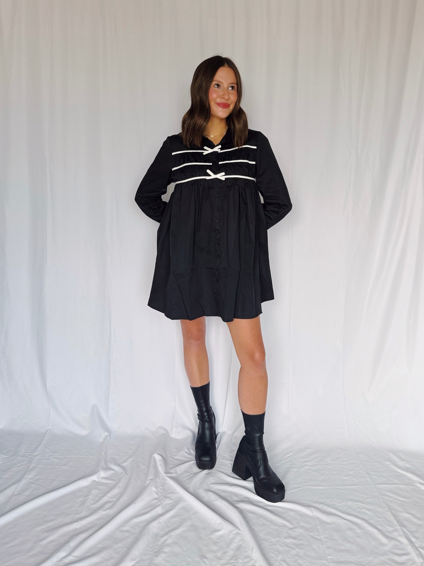 Darling Days Bow Button Down Dress