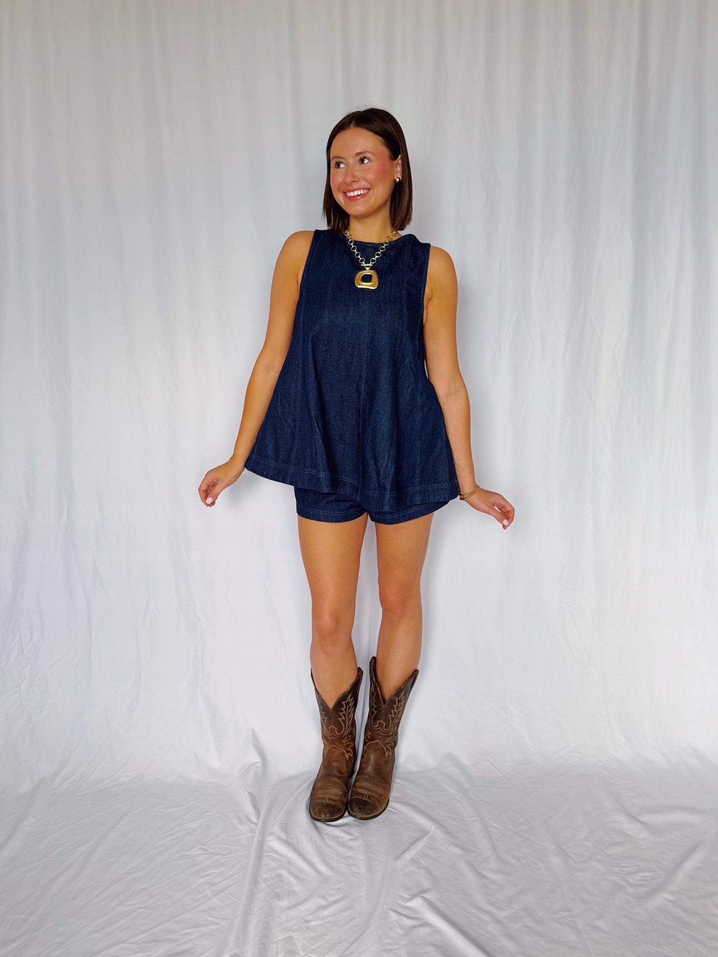Desert Breeze Denim Top & Shorts Set