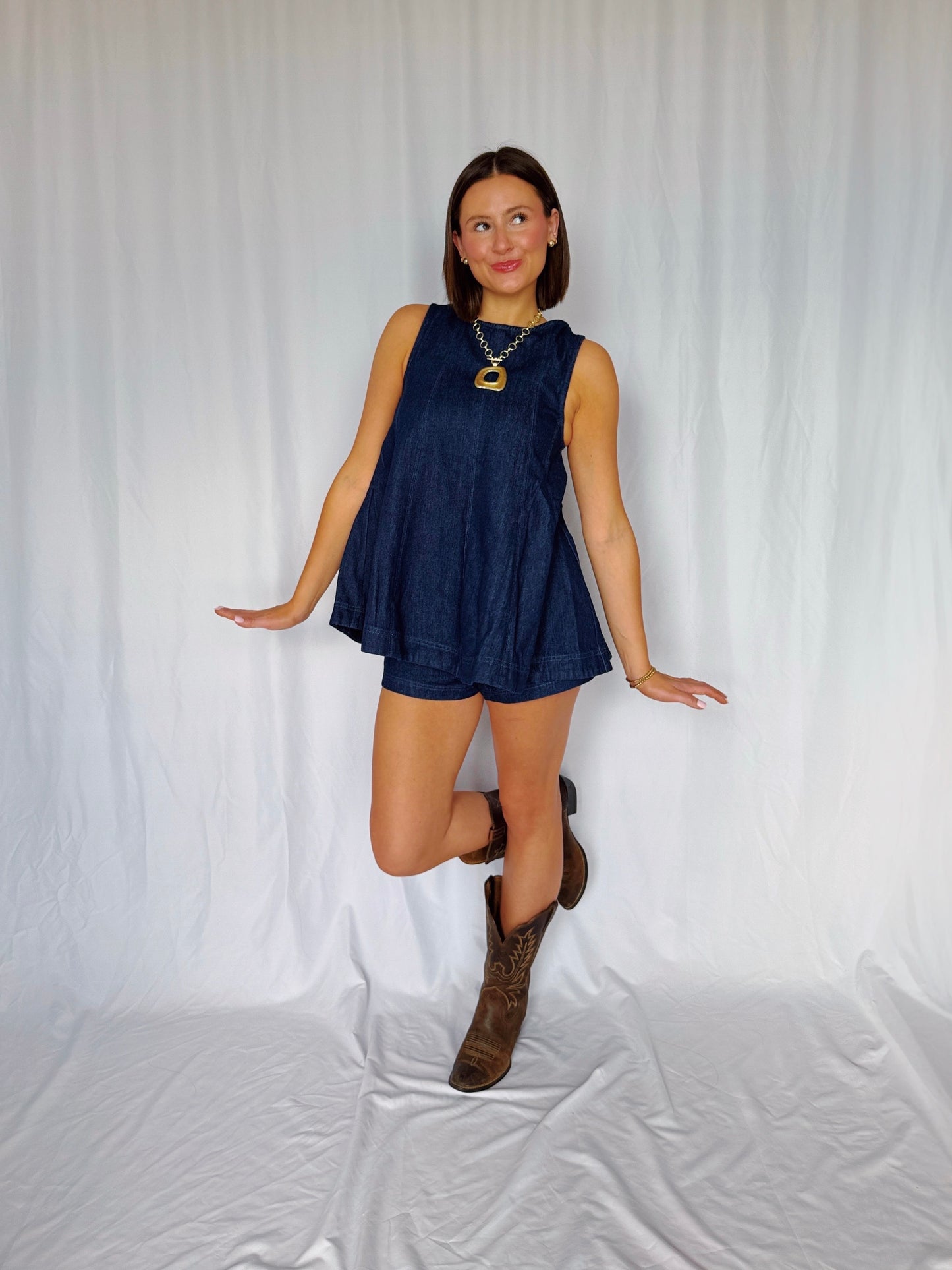 Desert Breeze Denim Top & Shorts Set