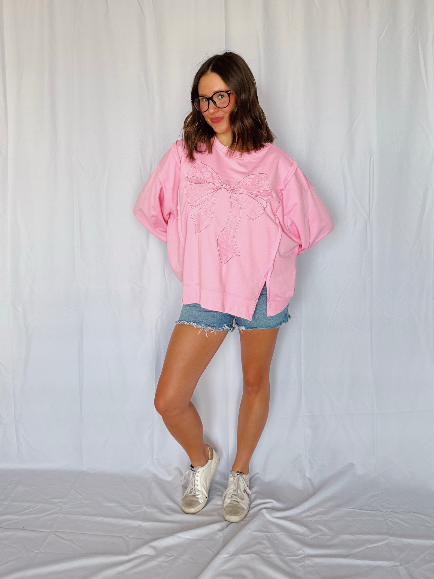Dancing Through Life Lace Bow Sweatshirt