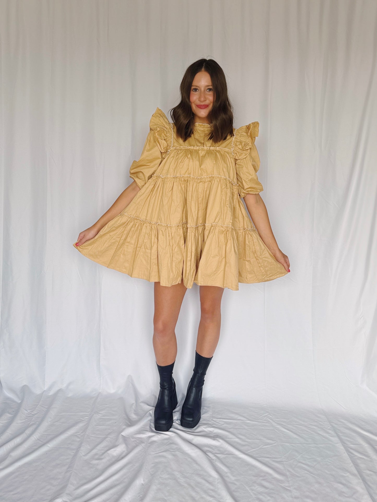 Giving Season Puff Sleeve Tiered Dress