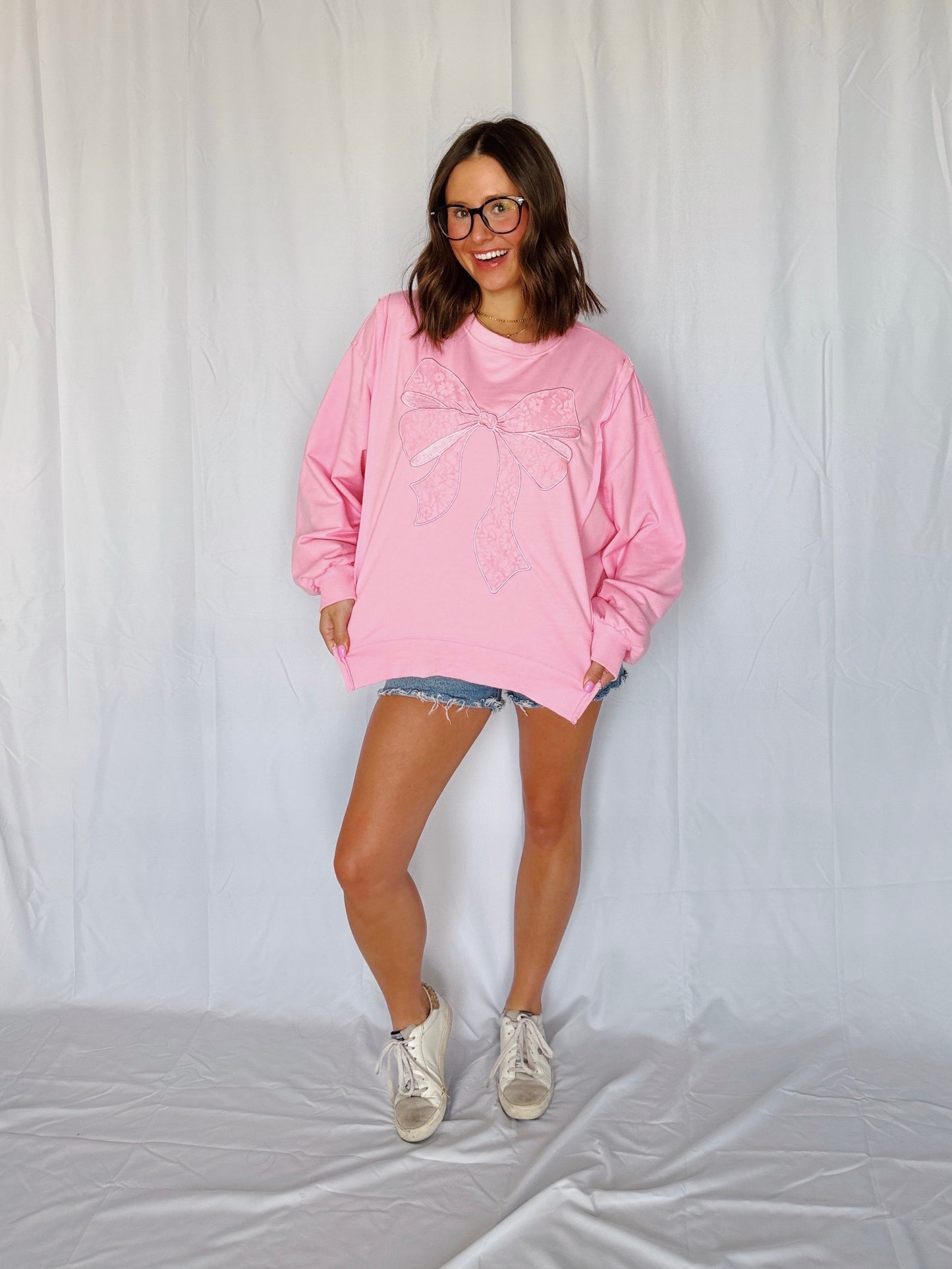 Dancing Through Life Lace Bow Sweatshirt