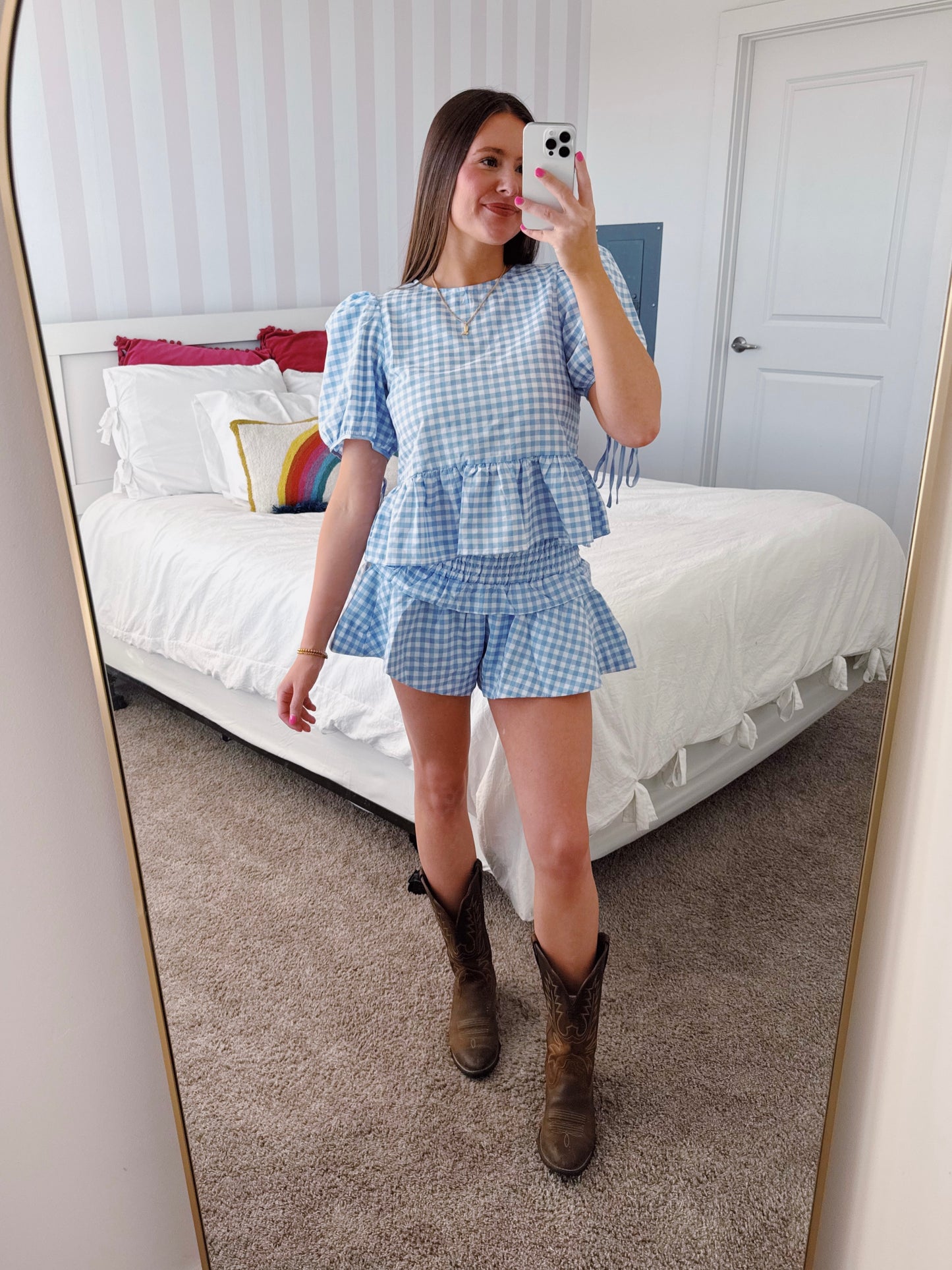 9 to 5 Gingham Top & Shorts Set
