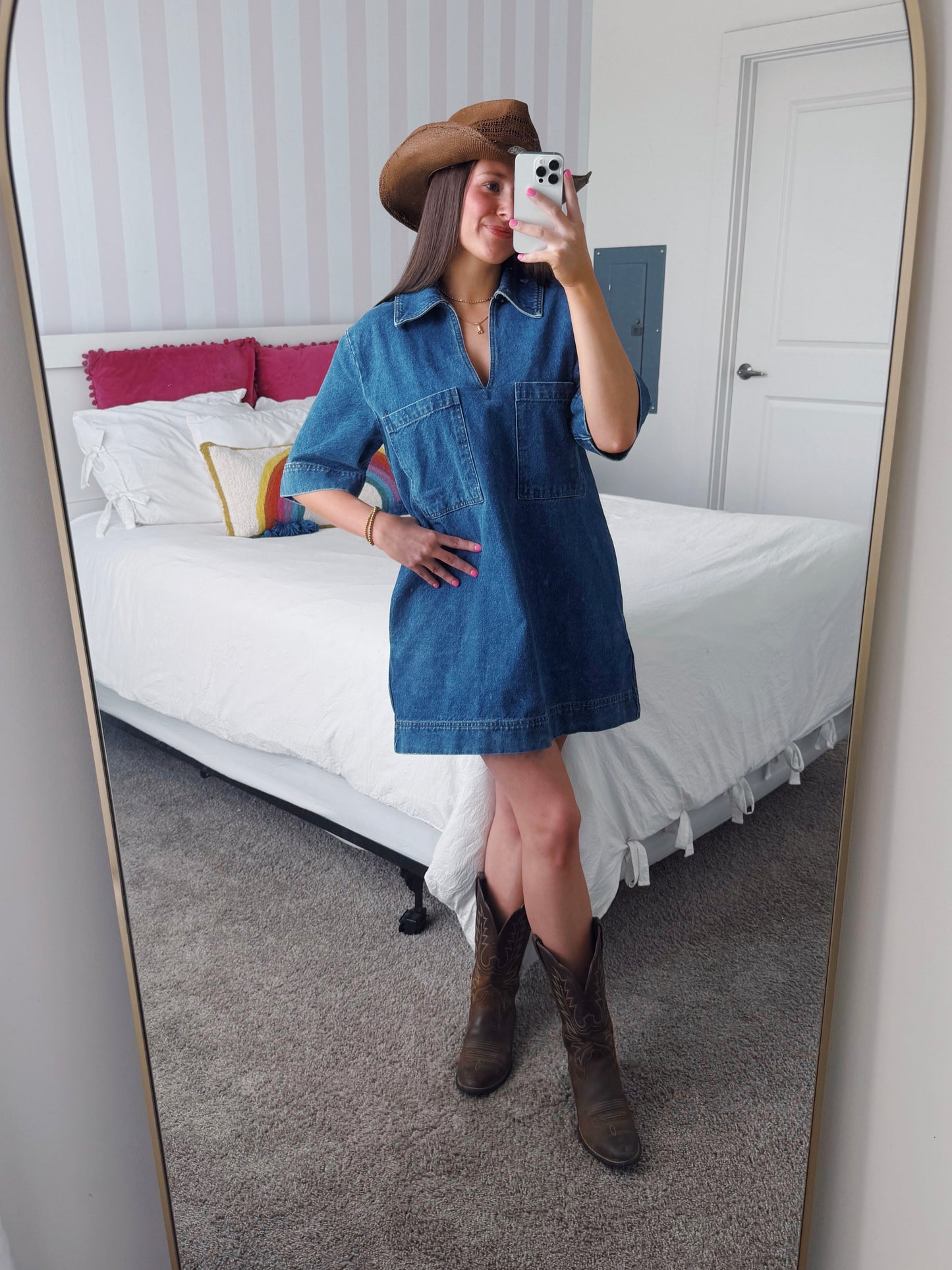Country Roads Denim Shirt Dress