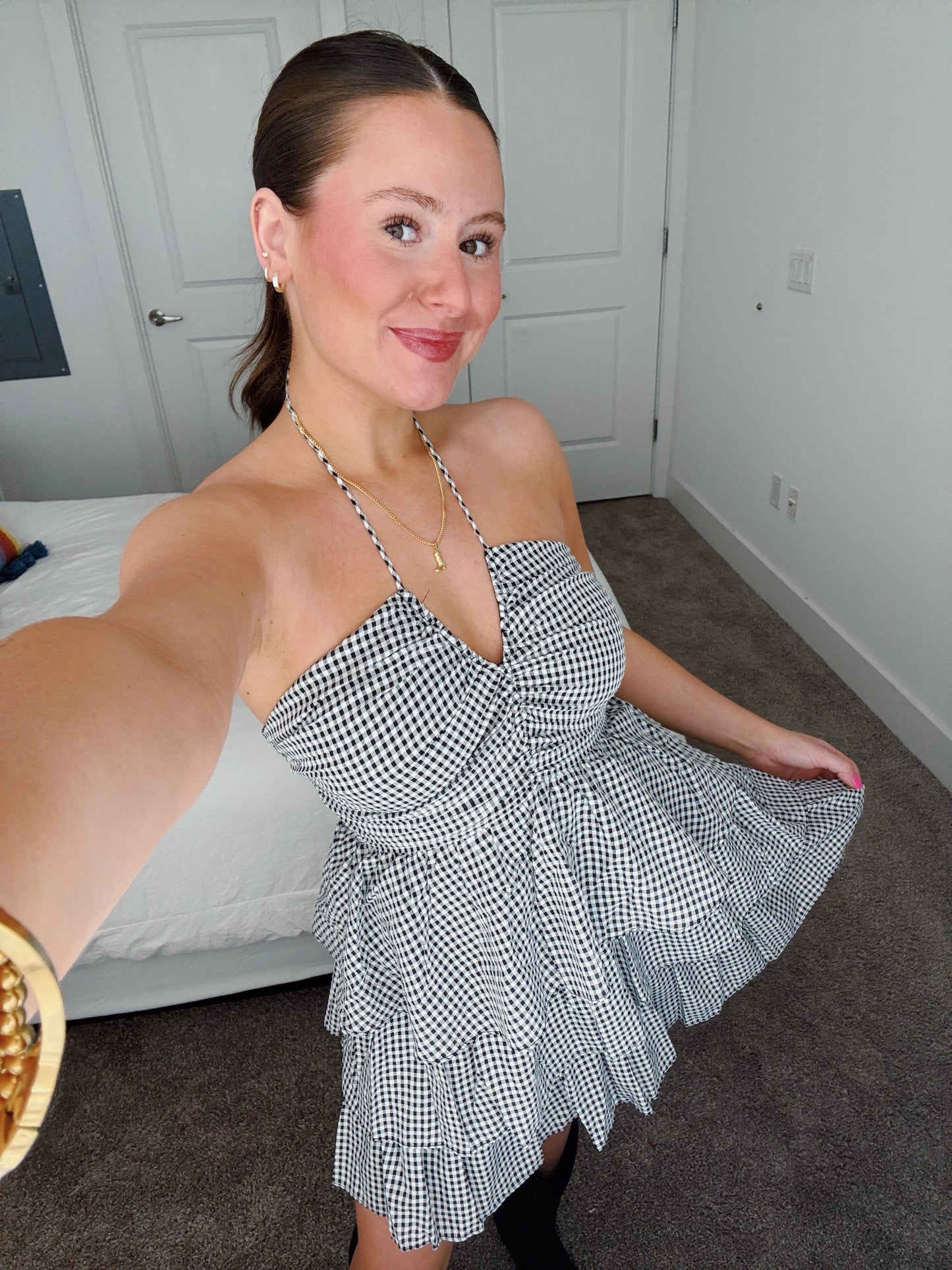 Giddy Up Gingham Ruffle Dress