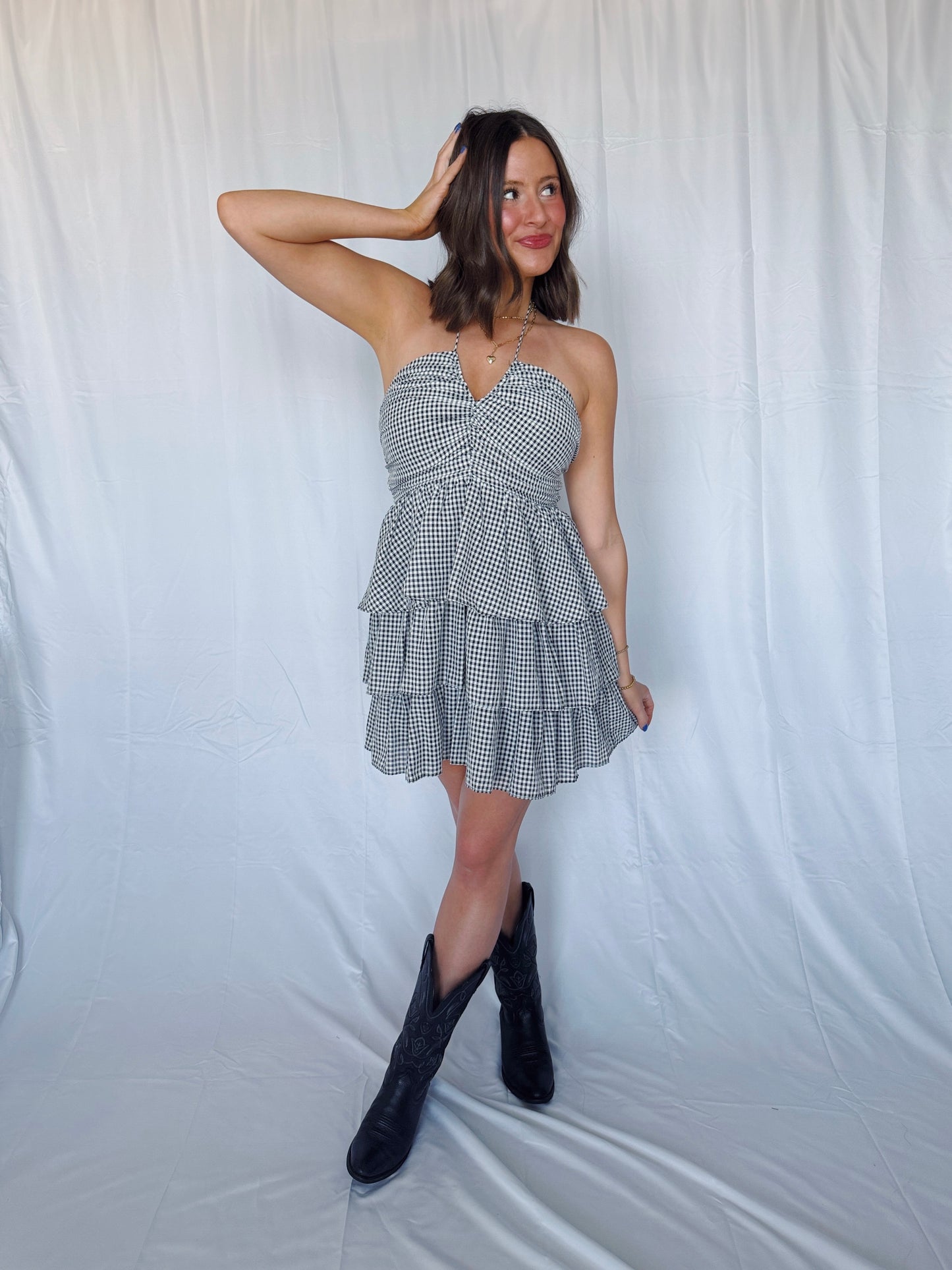 Giddy Up Gingham Ruffle Dress