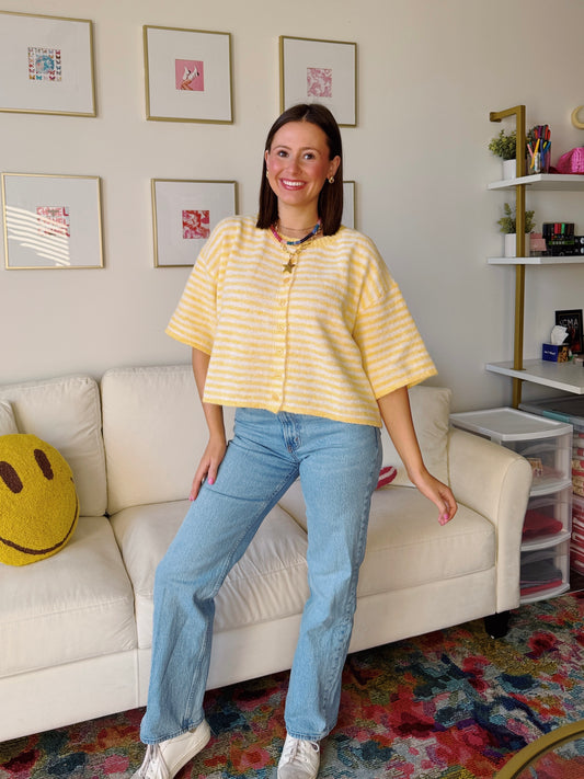 Easy Does It Striped Button Down Cardigan