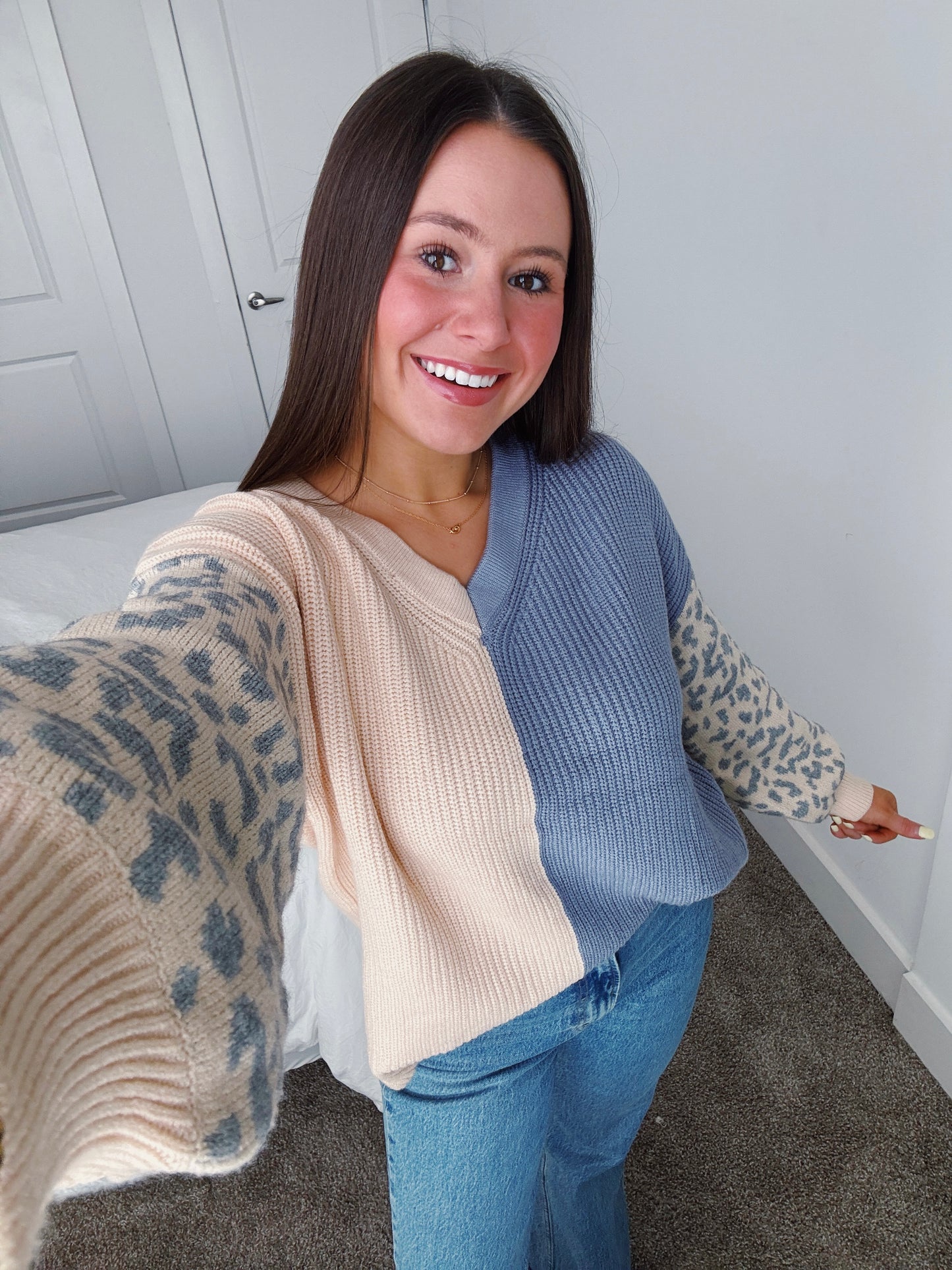 Wild Child Leopard Colorblock Sweater