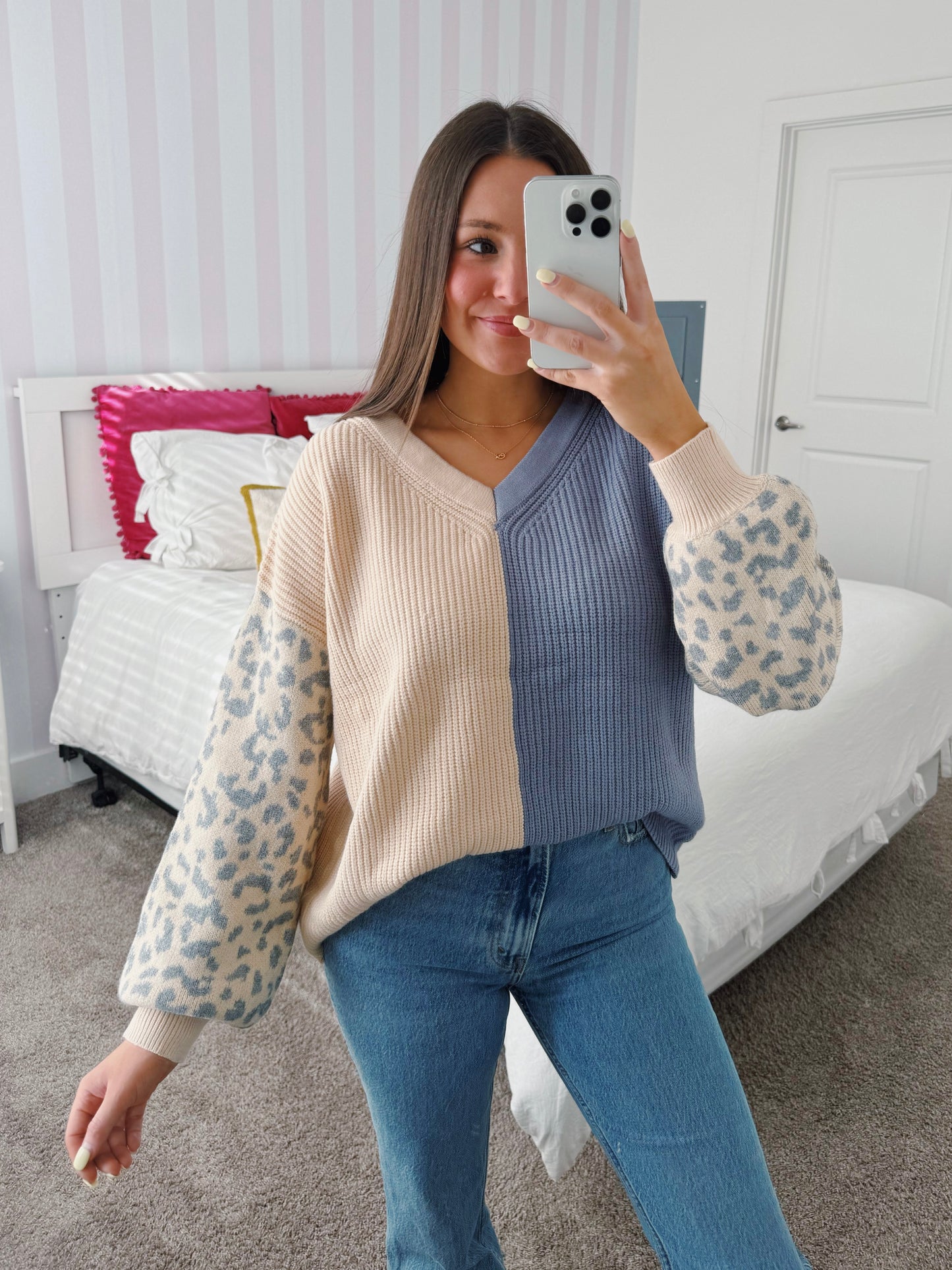 Wild Child Leopard Colorblock Sweater