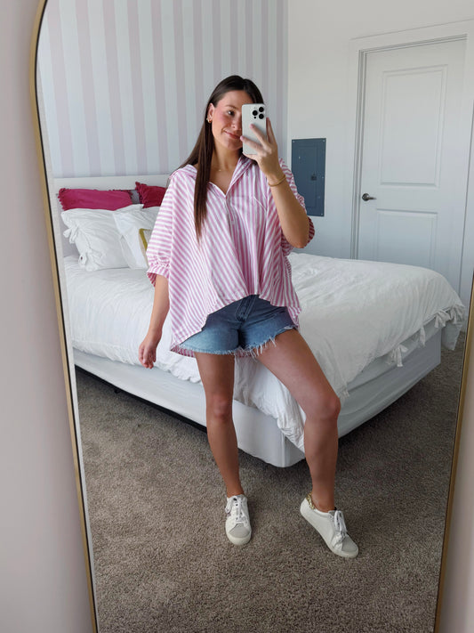 Sweet Summertime Striped Button Down Blouse