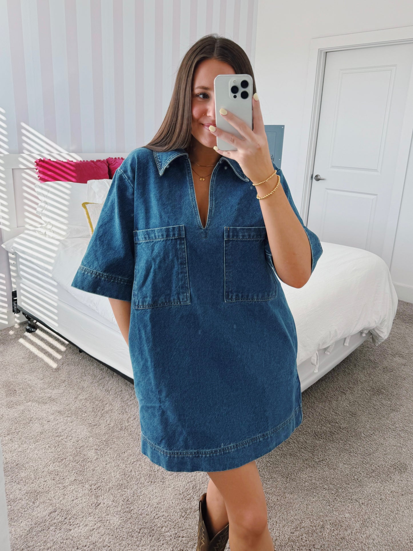 Country Roads Denim Shirt Dress