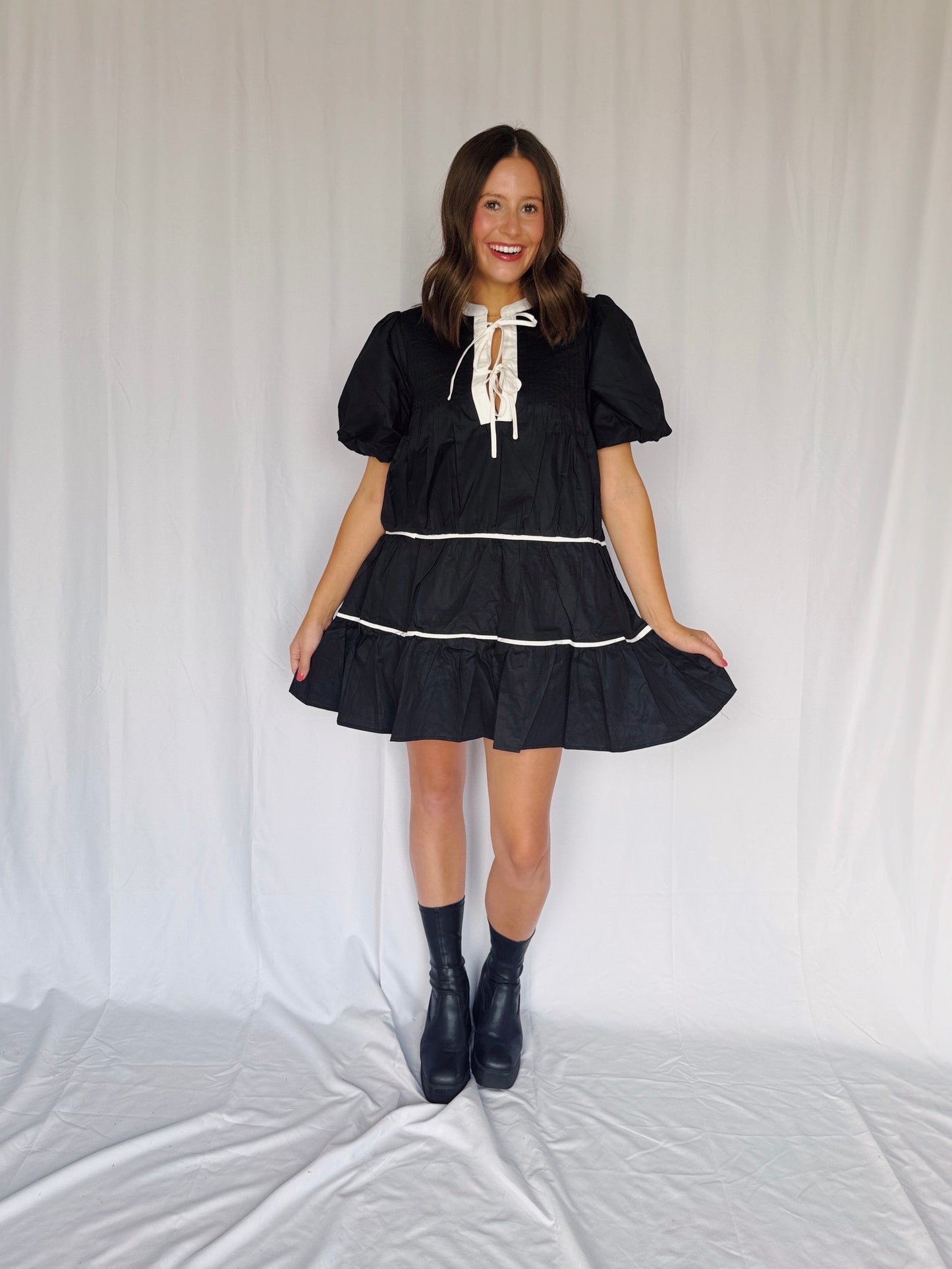Witching Hour Puff Sleeve Tiered Dress