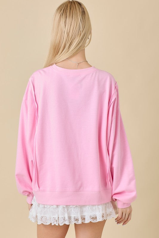 Dancing Through Life Lace Bow Sweatshirt