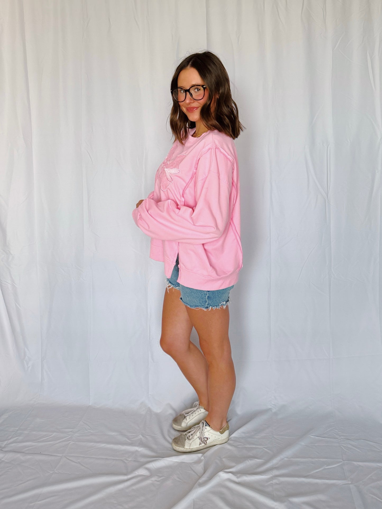 Dancing Through Life Lace Bow Sweatshirt