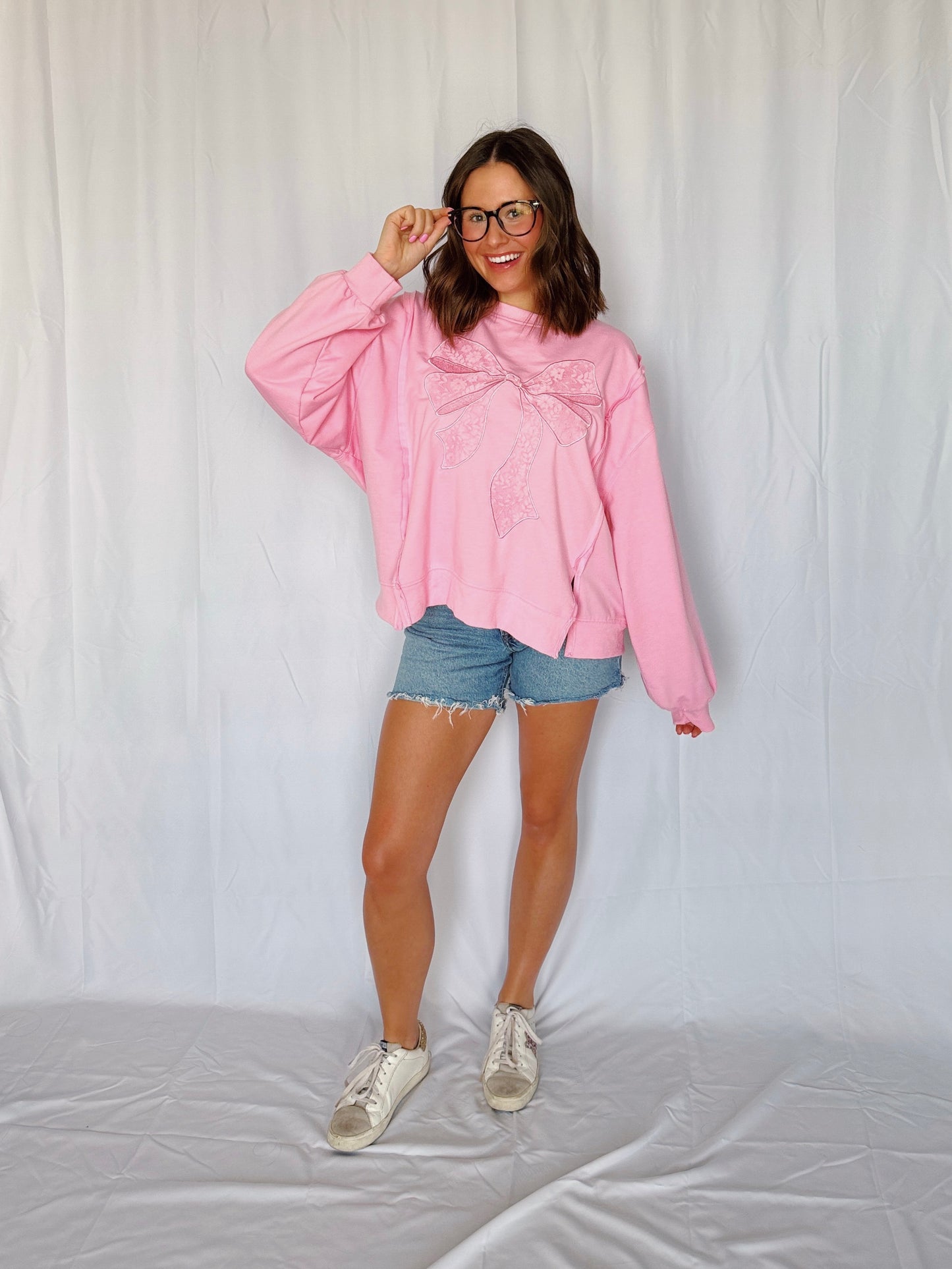 Dancing Through Life Lace Bow Sweatshirt