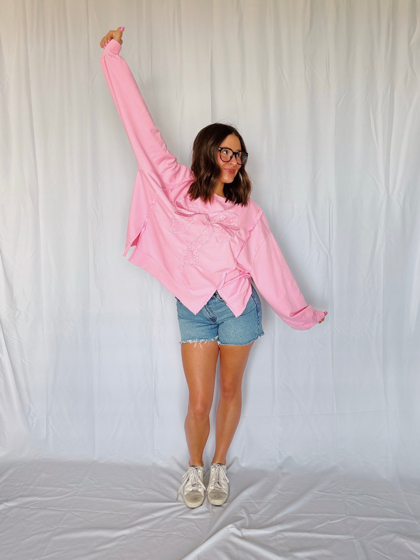 Dancing Through Life Lace Bow Sweatshirt