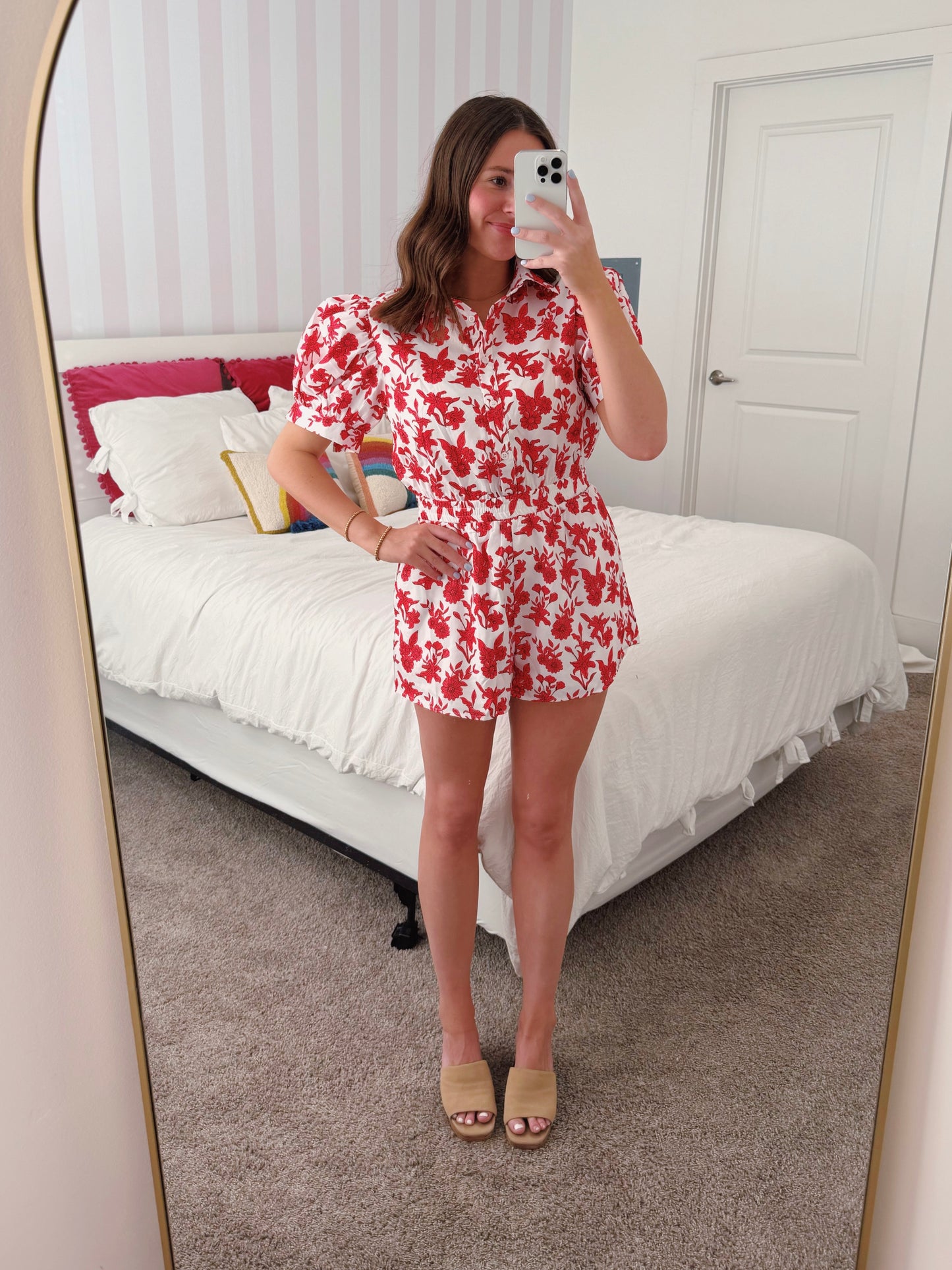 Flower Power Puff Sleeve Romper