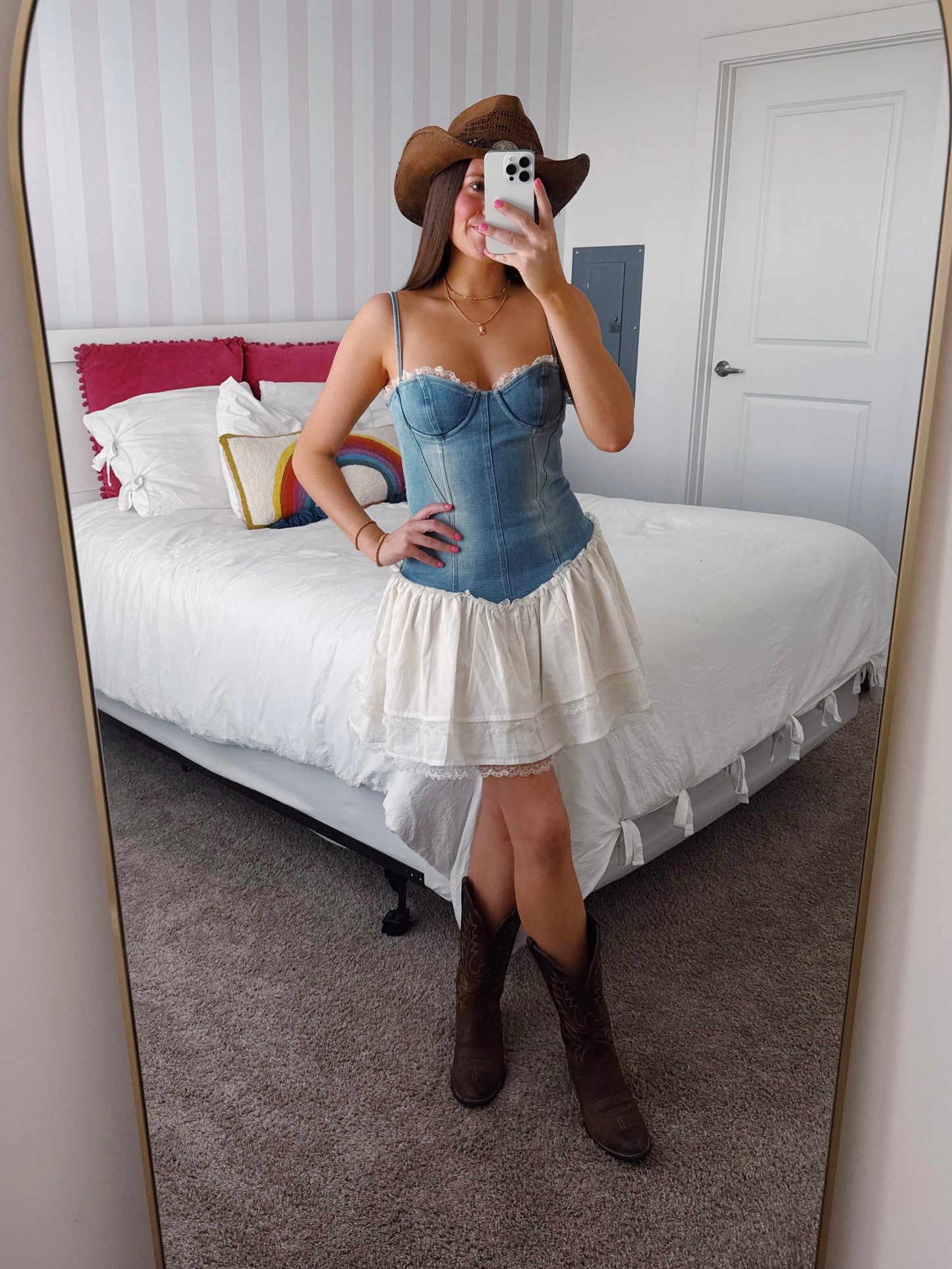 Split Decision Denim Corset Dress