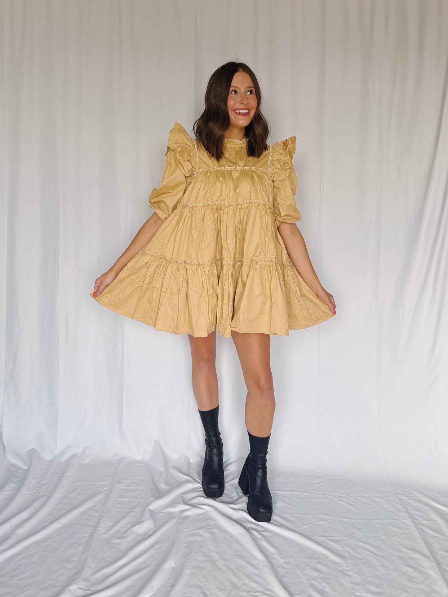 Giving Season Puff Sleeve Tiered Dress