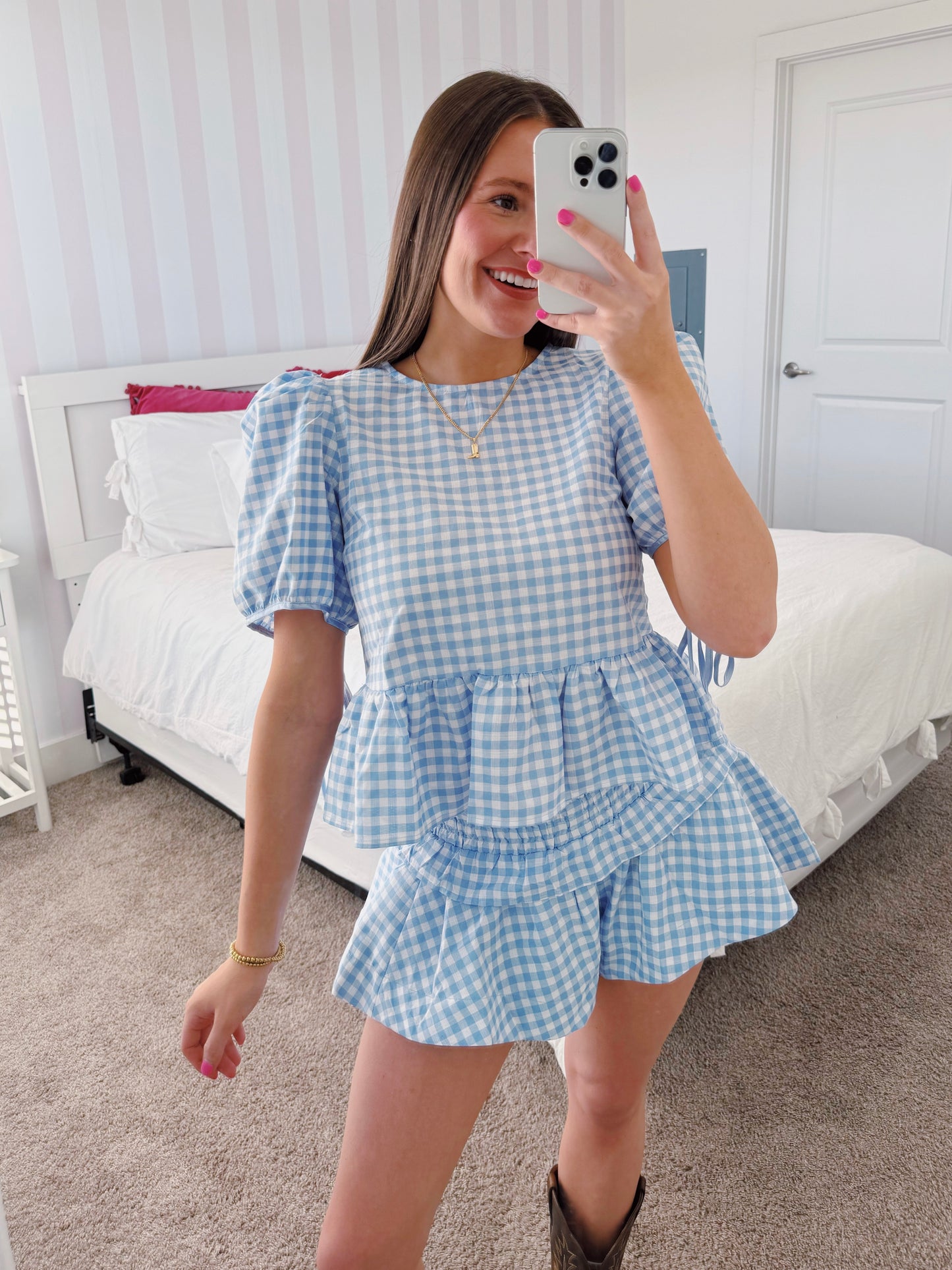 9 to 5 Gingham Top & Shorts Set