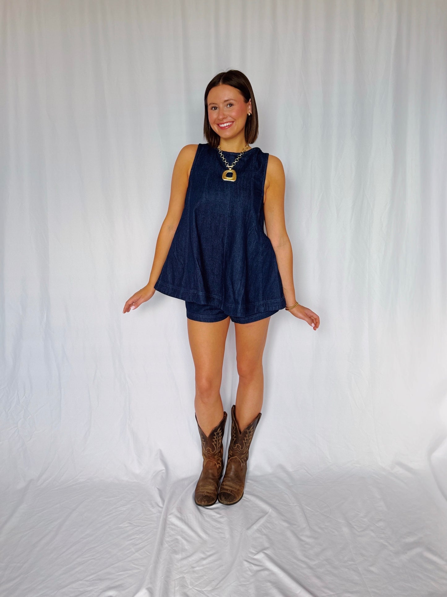 Desert Breeze Denim Top & Shorts Set
