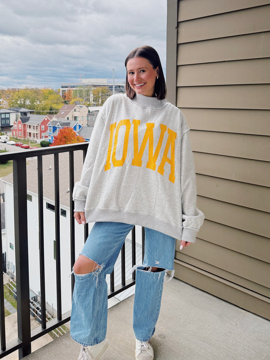 Iowa Reversible Mock Neck Sweatshirt