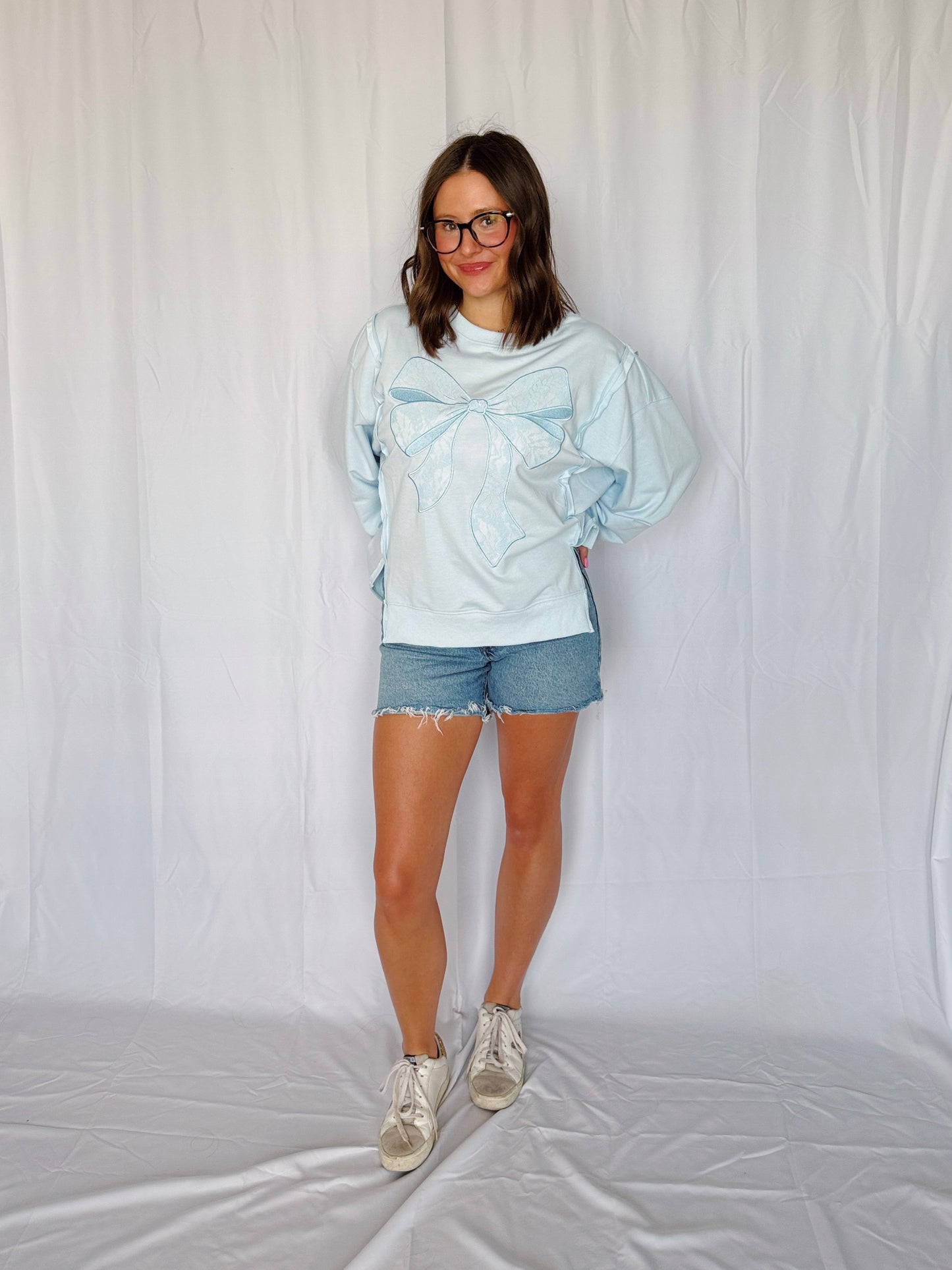 Dancing Through Life Lace Bow Sweatshirt