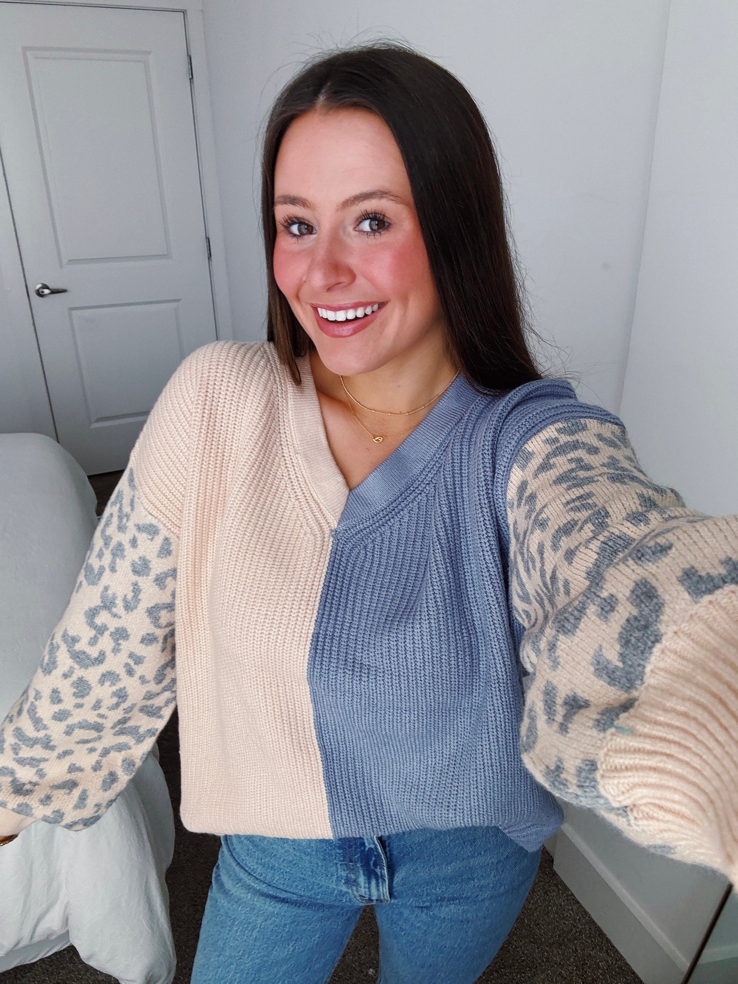 Wild Child Leopard Colorblock Sweater