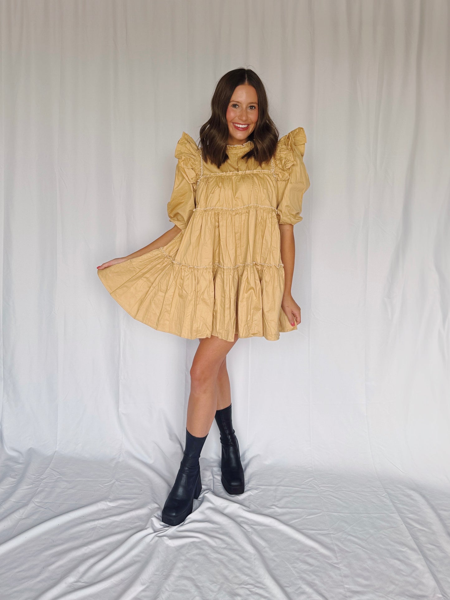Giving Season Puff Sleeve Tiered Dress