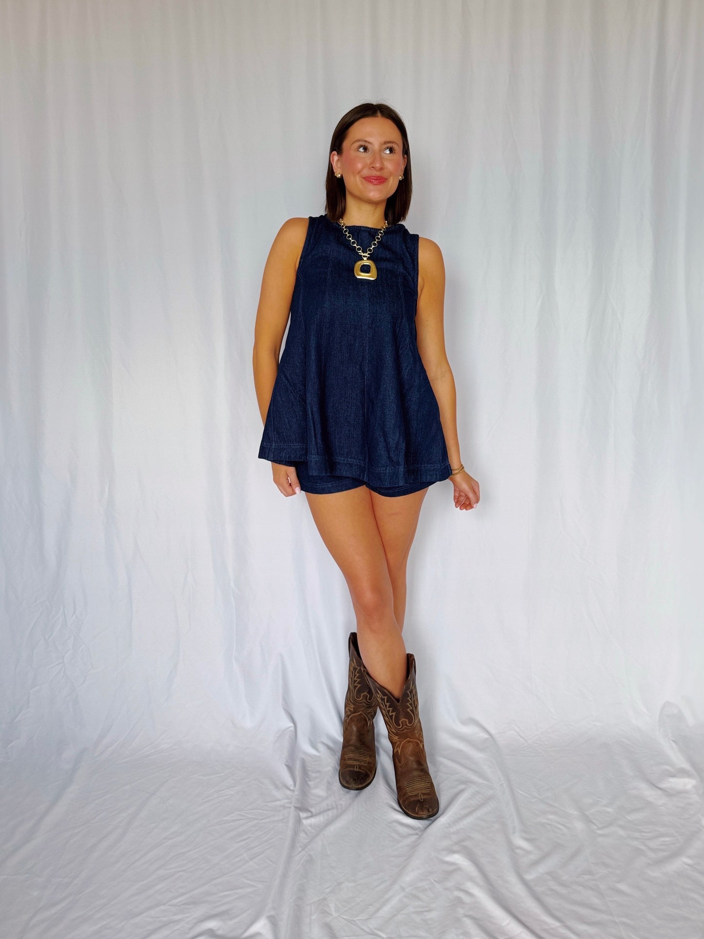 Desert Breeze Denim Top & Shorts Set