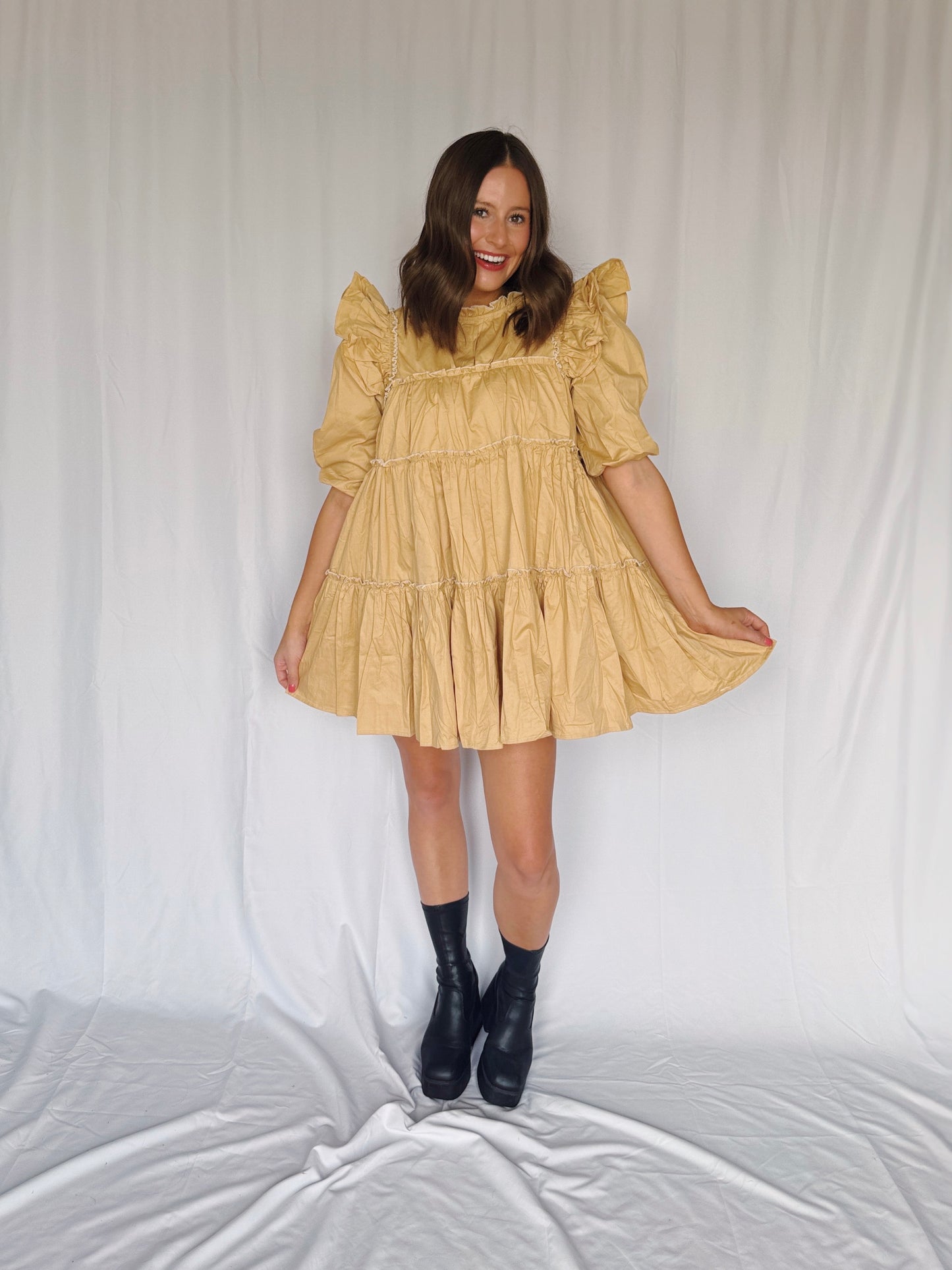 Giving Season Puff Sleeve Tiered Dress
