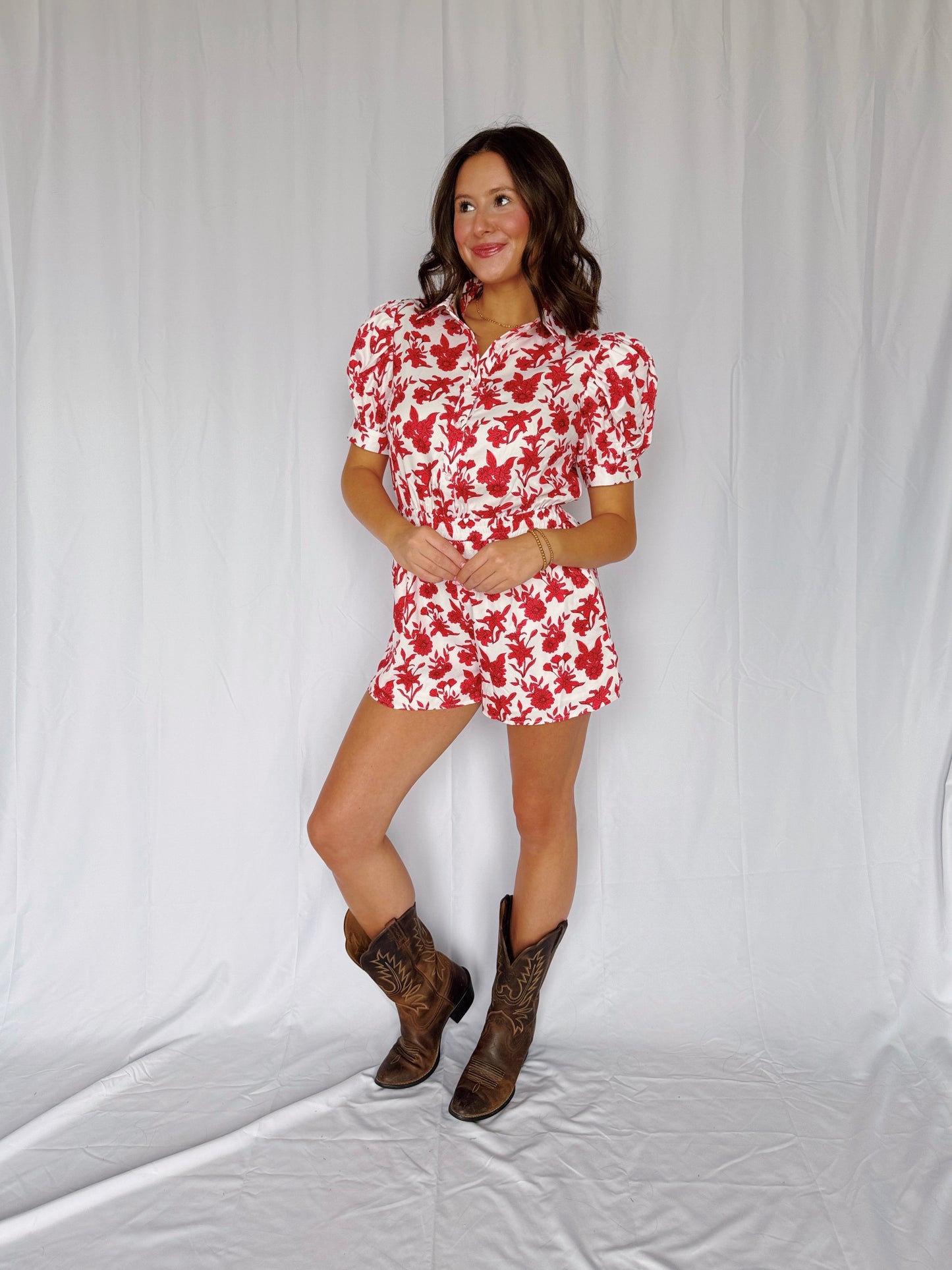 Flower Power Puff Sleeve Romper