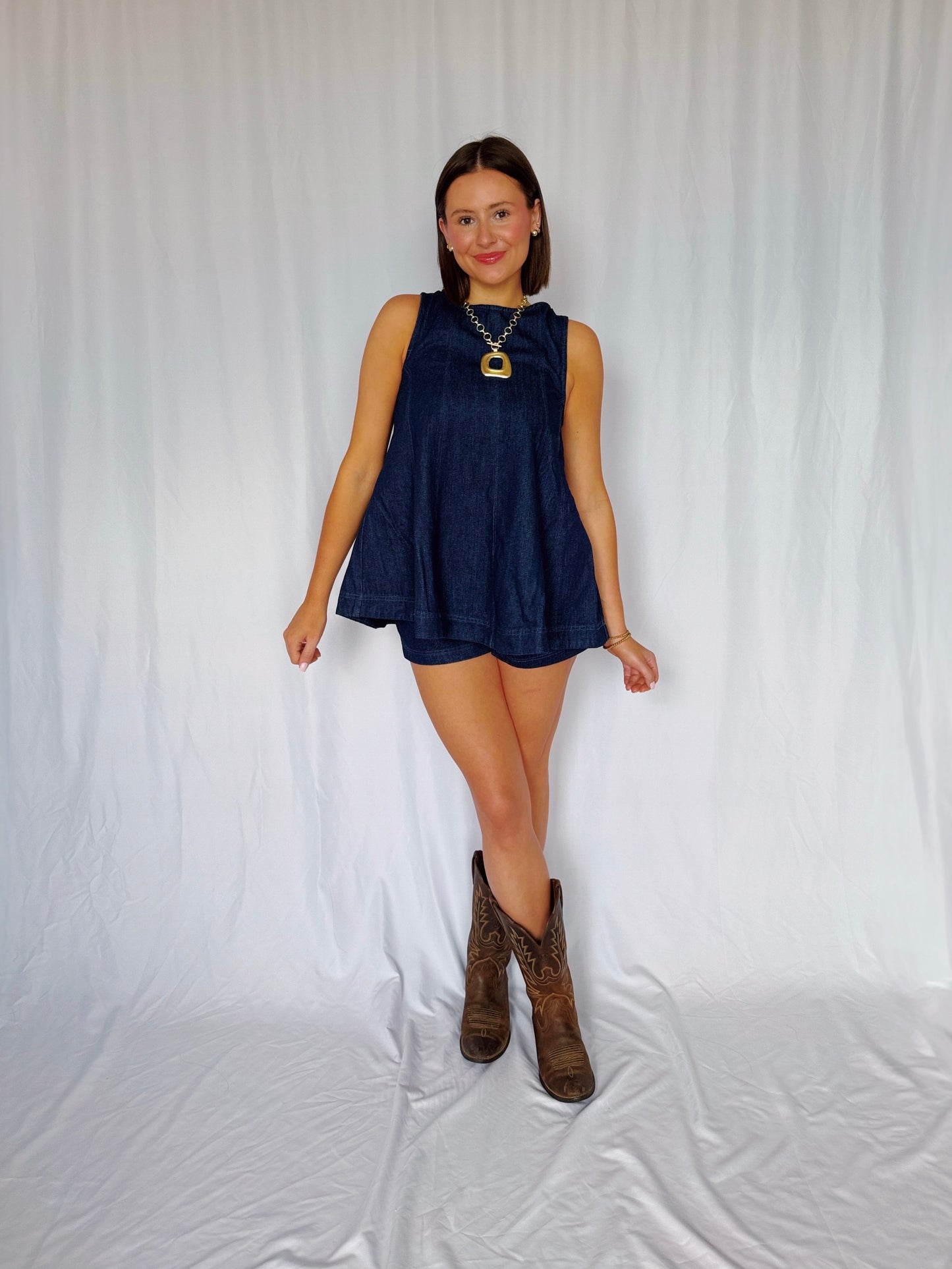 Desert Breeze Denim Top & Shorts Set