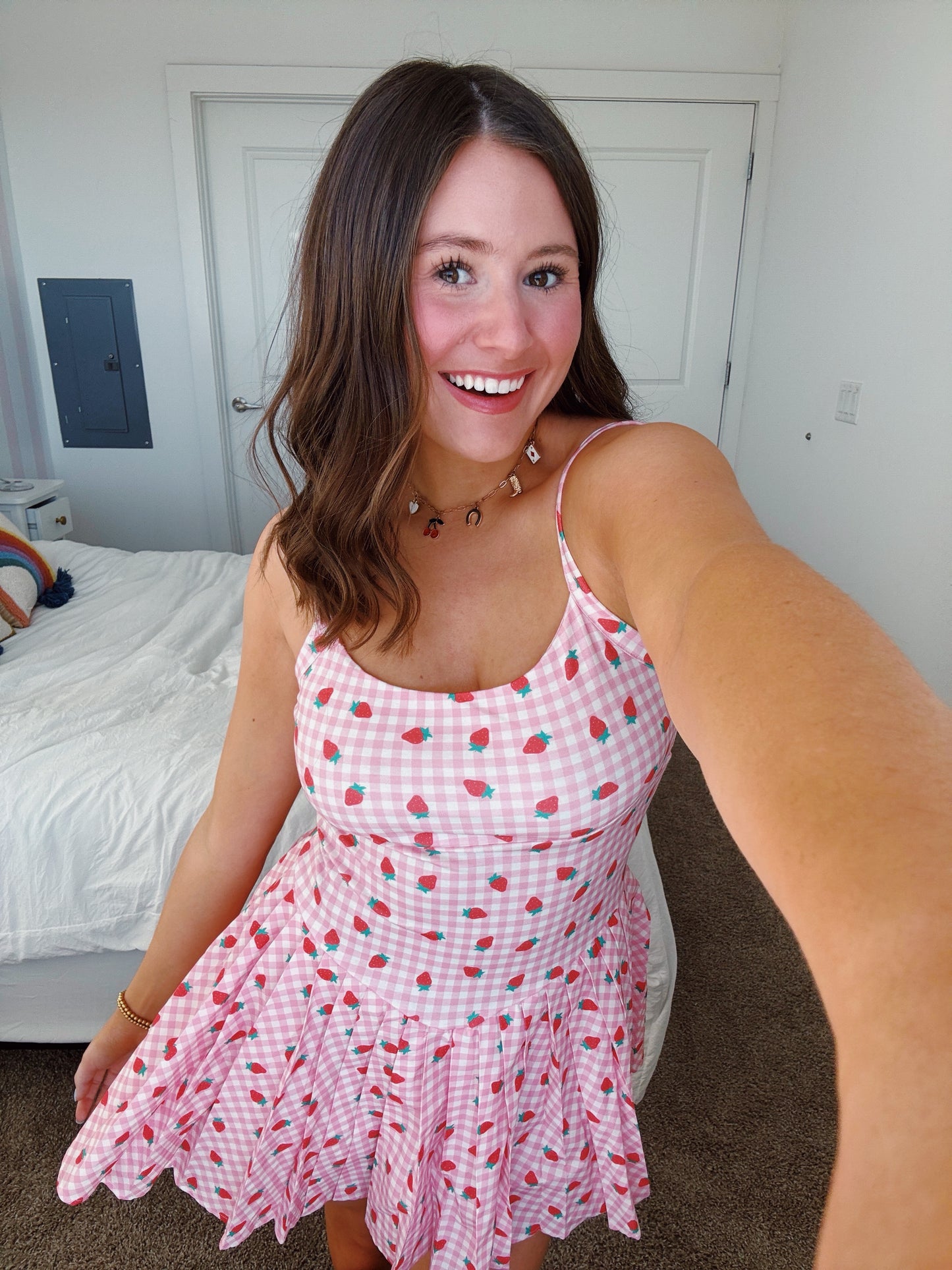 Tutti Frutti Strawberry Athletic Romper Dress