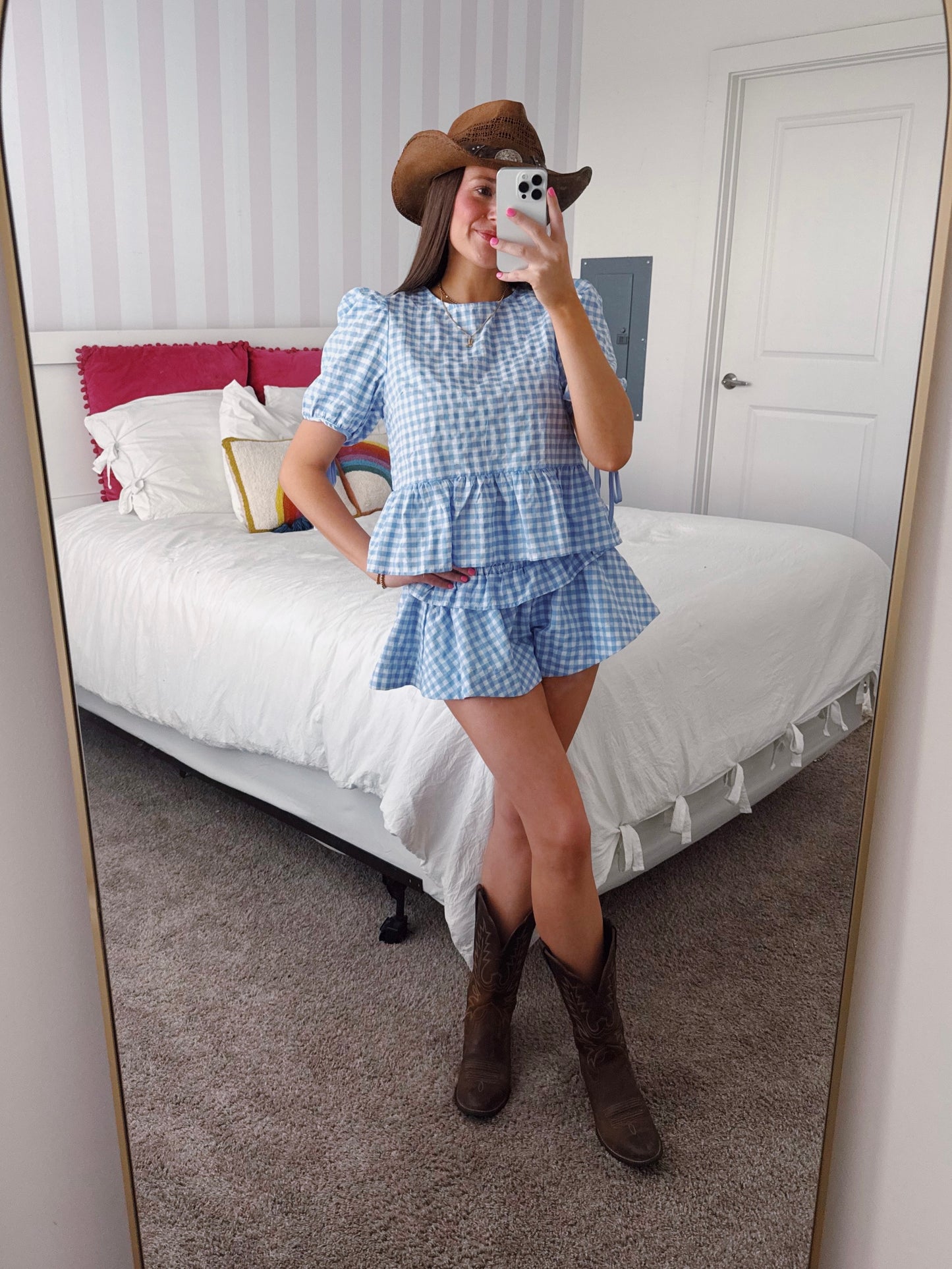 9 to 5 Gingham Top & Shorts Set