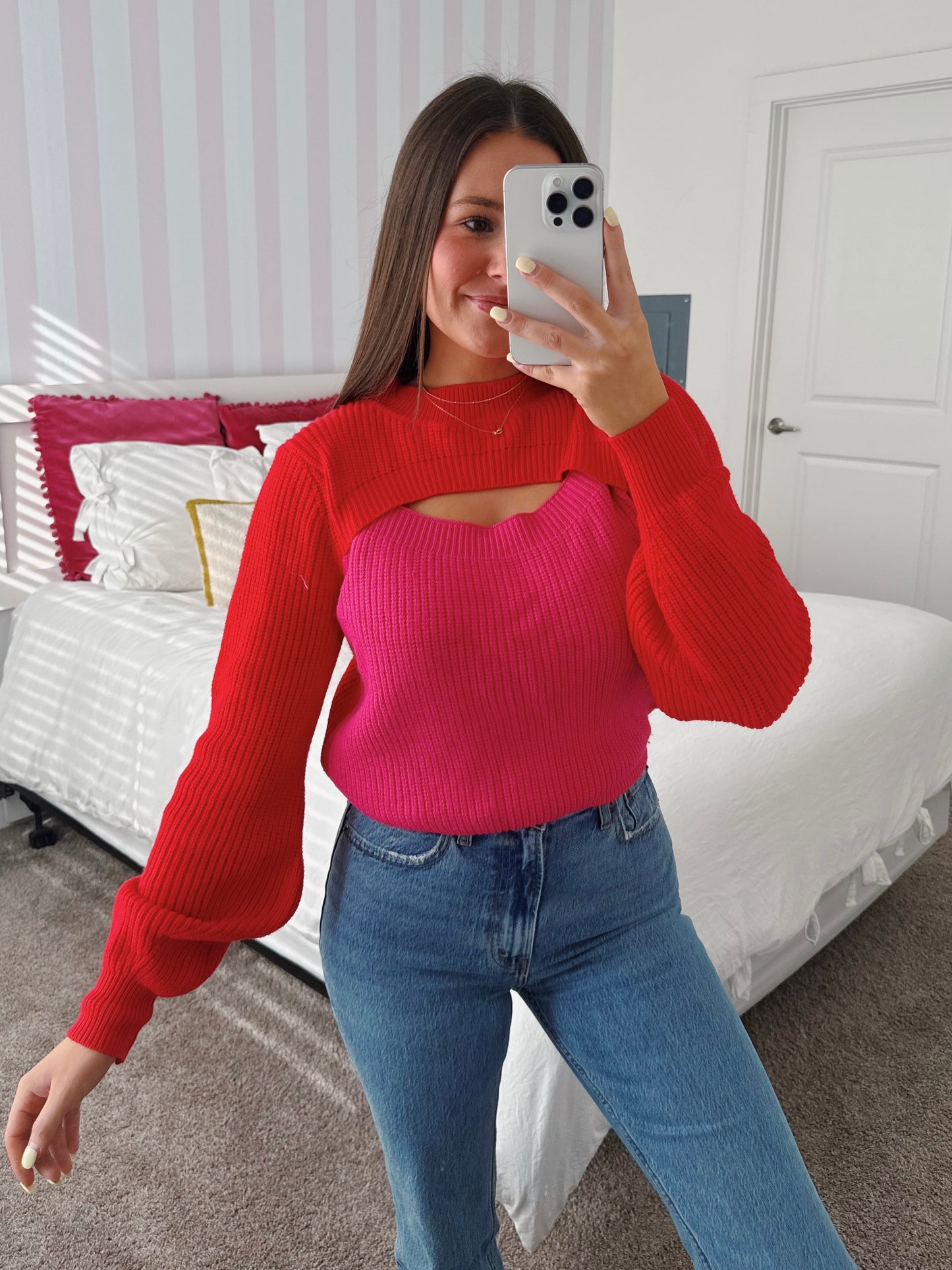 Stupid Cupid Colorblock Cutout Sweater
