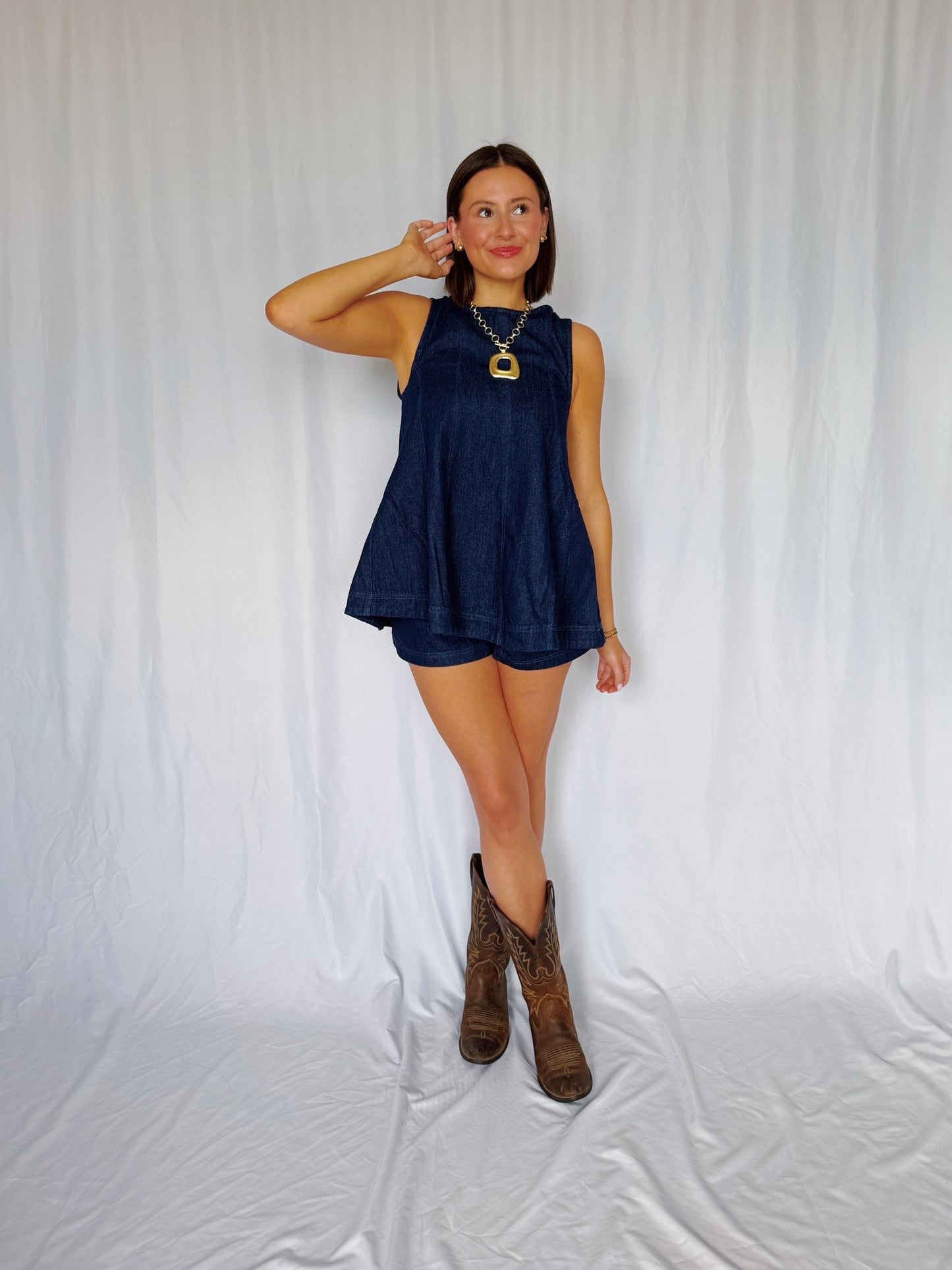 Desert Breeze Denim Top & Shorts Set