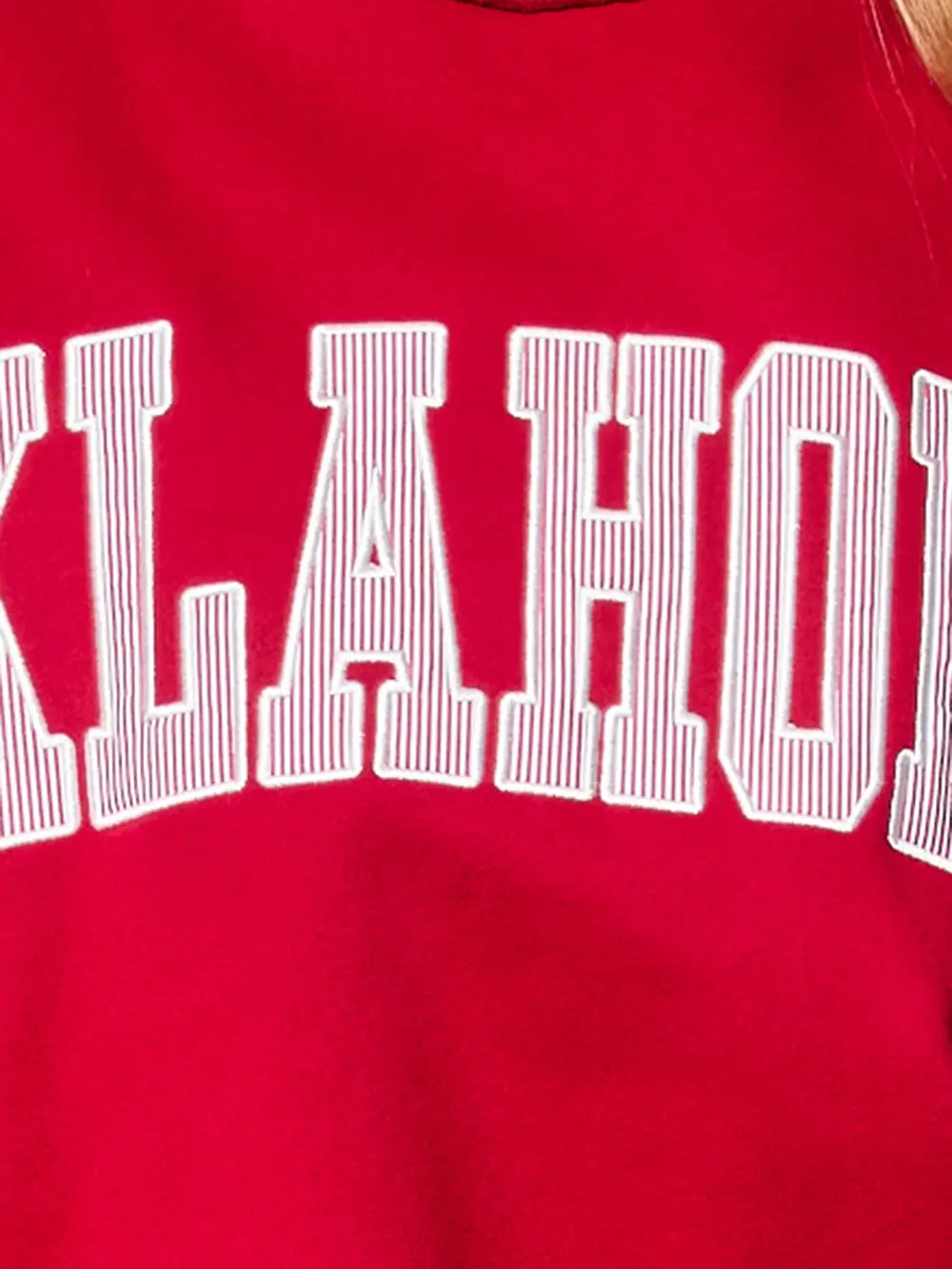 Pinstripe Embroidered Oklahoma Mock Neck Sweatshirt